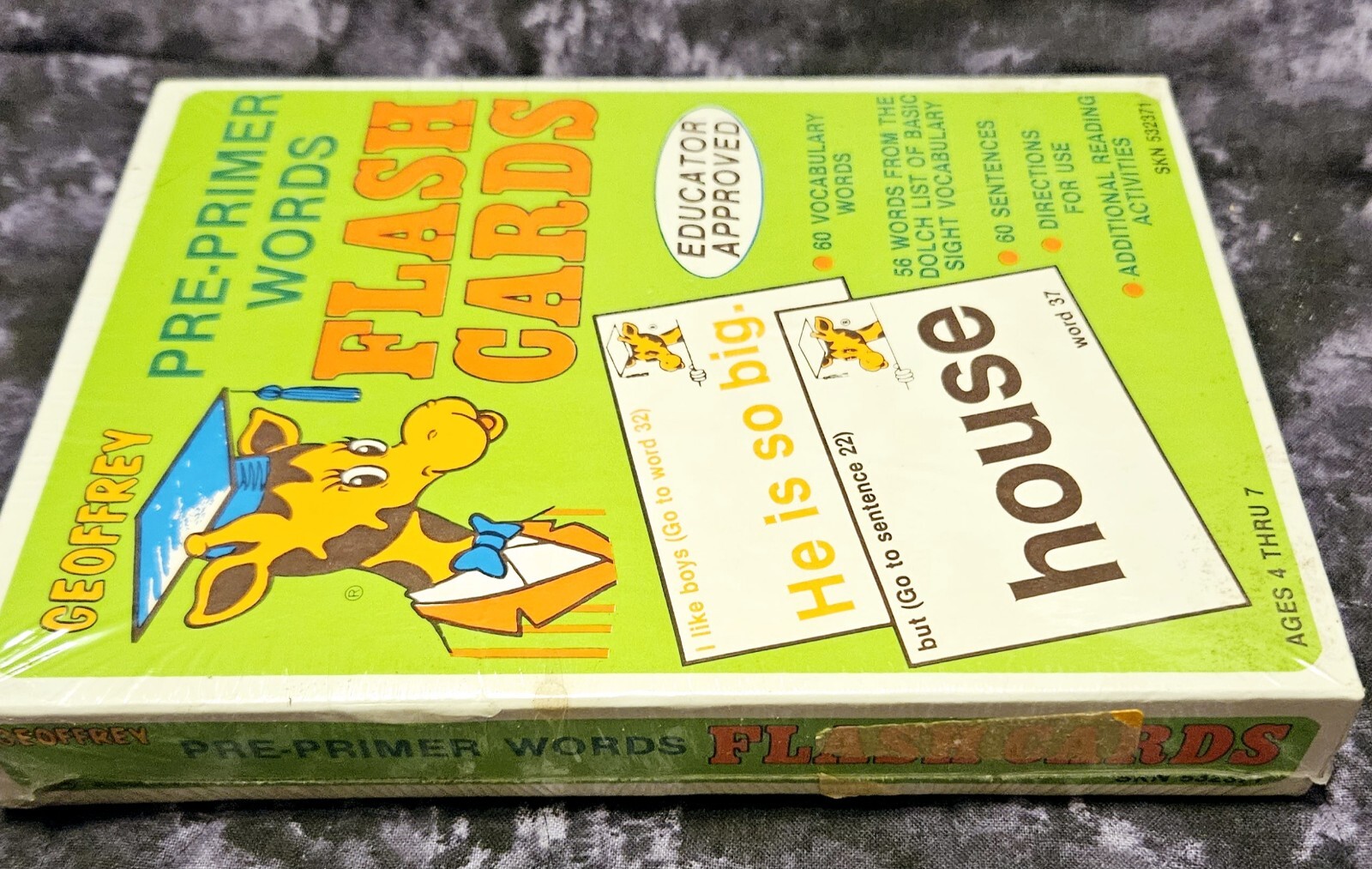 Geoffrey Flash Cards Pre-Primer Words Educator Approved 60 Vocabulary Words New