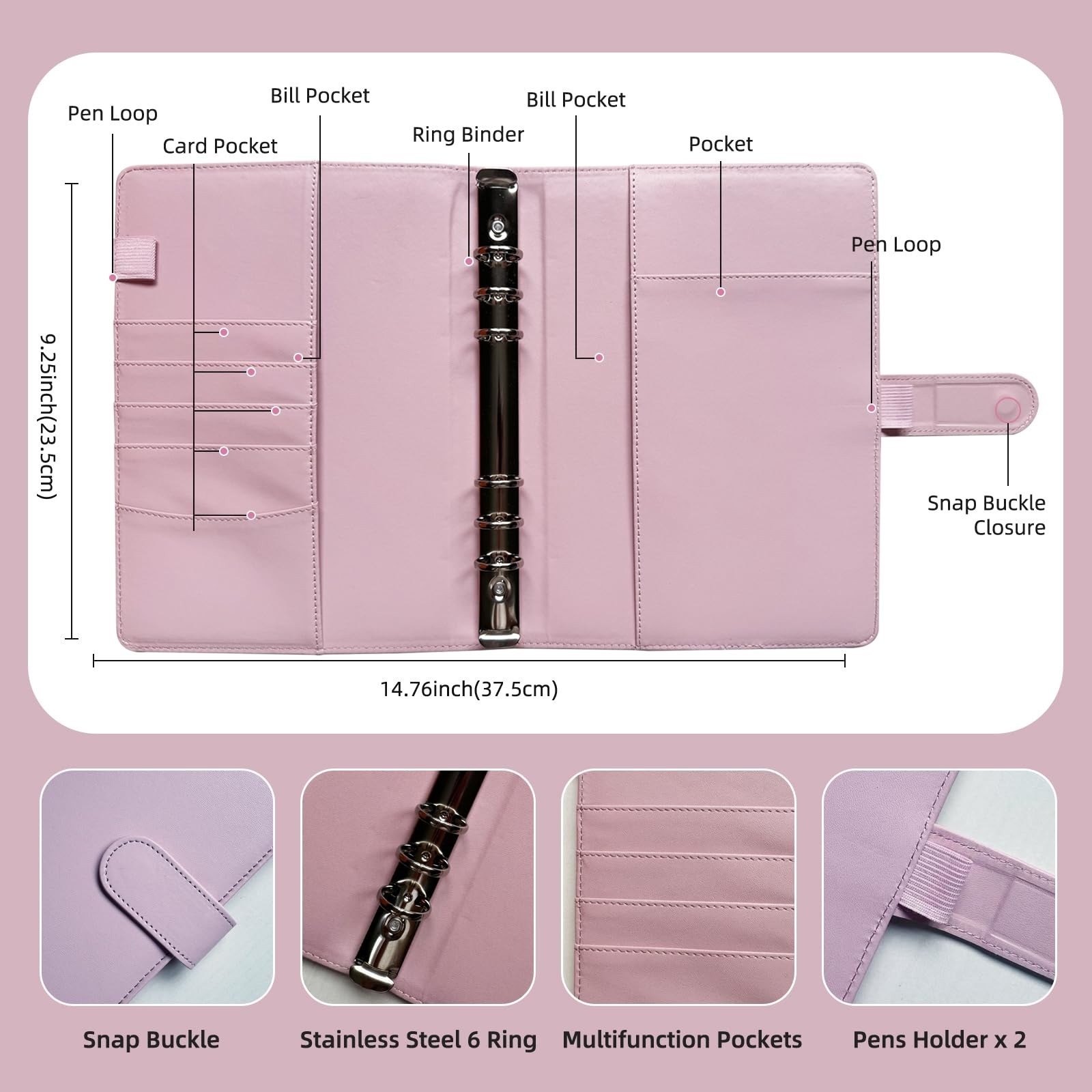 A5 Kpop Photocard Binder with 240 Slots, 6-Ring PU Leather Collector’s Alb
