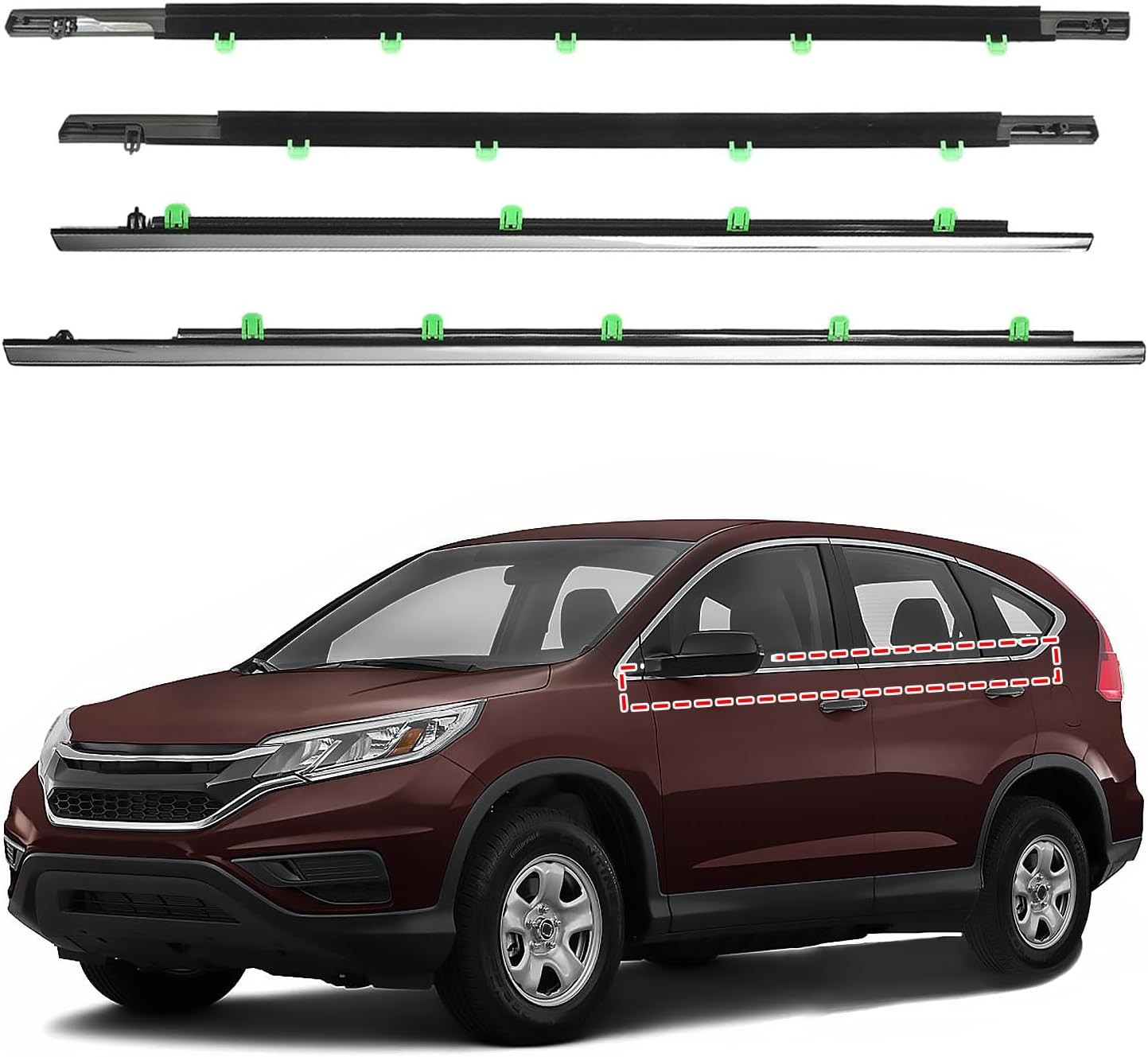 Window Molding Trim for 2012-2016 Honda CRV/CR-V,Chrome Outer Door Weather Strip