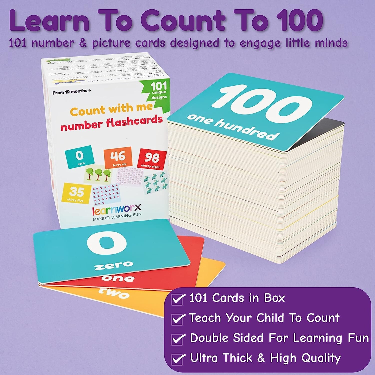 Number Flash Cards for Toddlers – Counting Flashcards Numbers 0 – 100