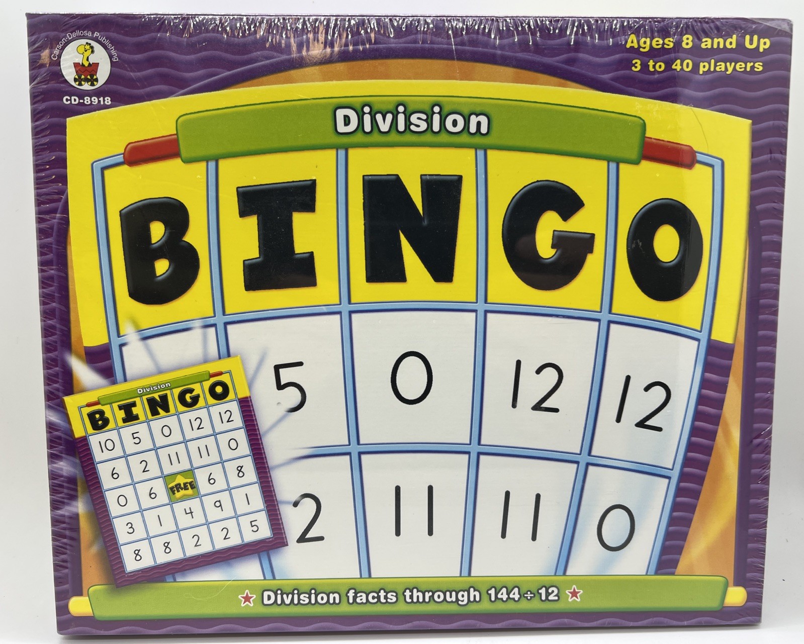 Division Bingo by Carson-Dellosa Publishing Division Facts Through 144/12 NEW!