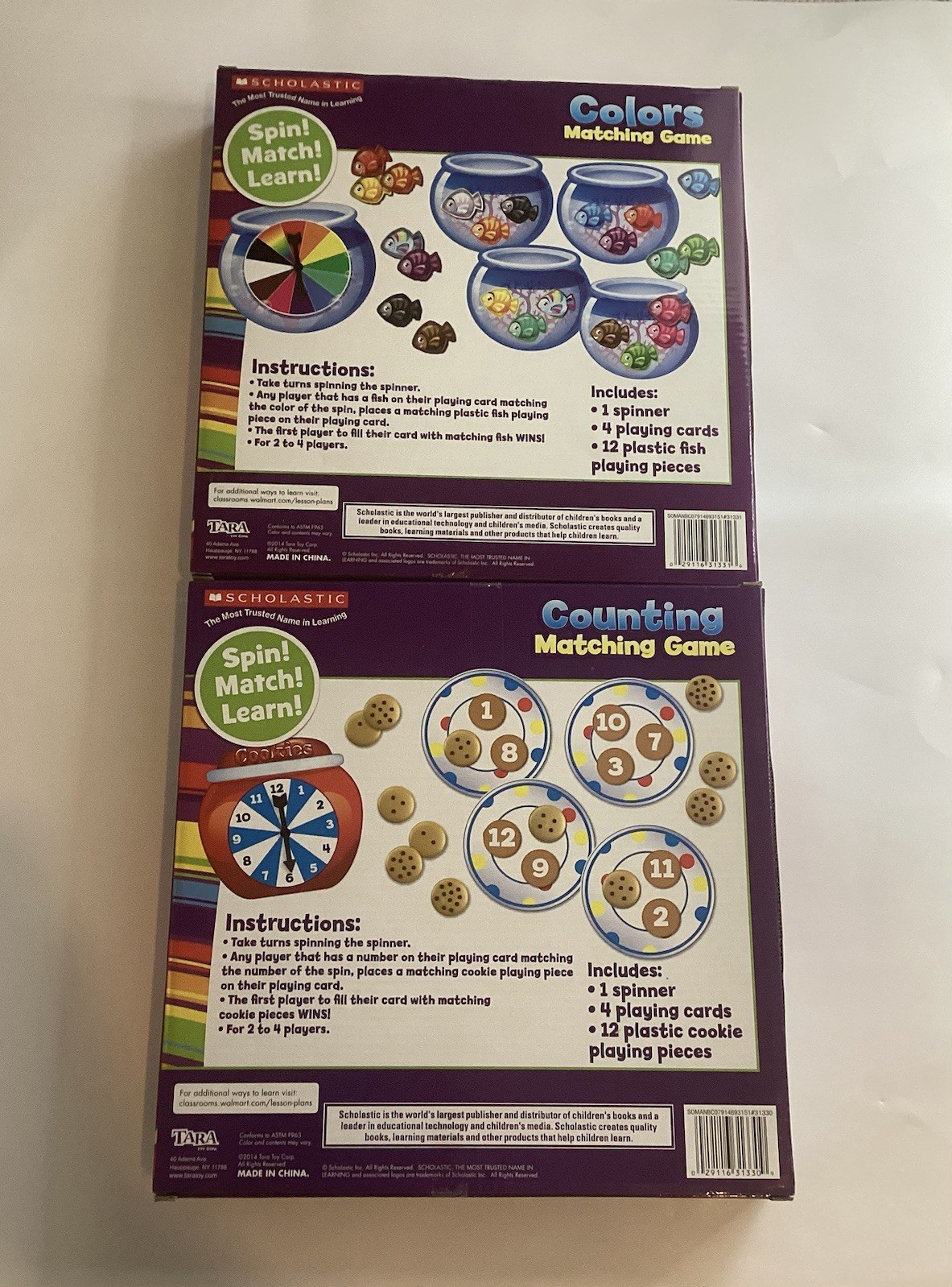 New Scholastic Lot Of 2 Spin,match,learn, Colors Fish Matching & CountingCookies