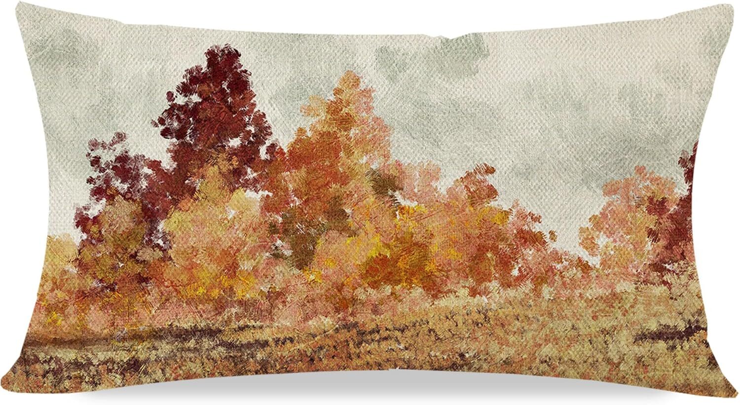PANDICORN Autumn Fall Throw Pillow Cover 12×20 Inch Landscape Forest Tree