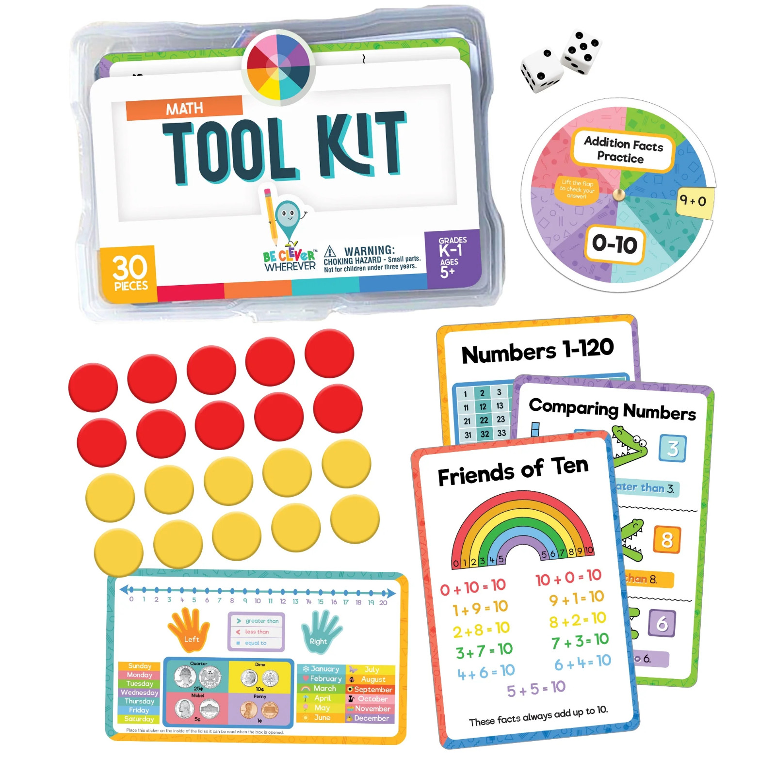 Carson Dellosa Math Tool Kit Math Manipulative (30 pieces) NEW (12D)