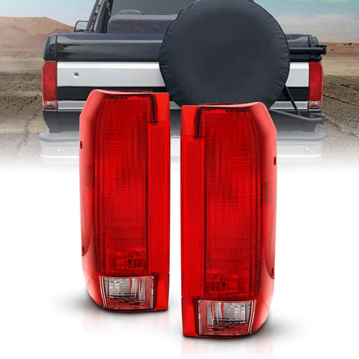 89-96 Ford F150 Bronco 89-98 Ford F250 F350 Red Tail Lights Assembly Pair DOT