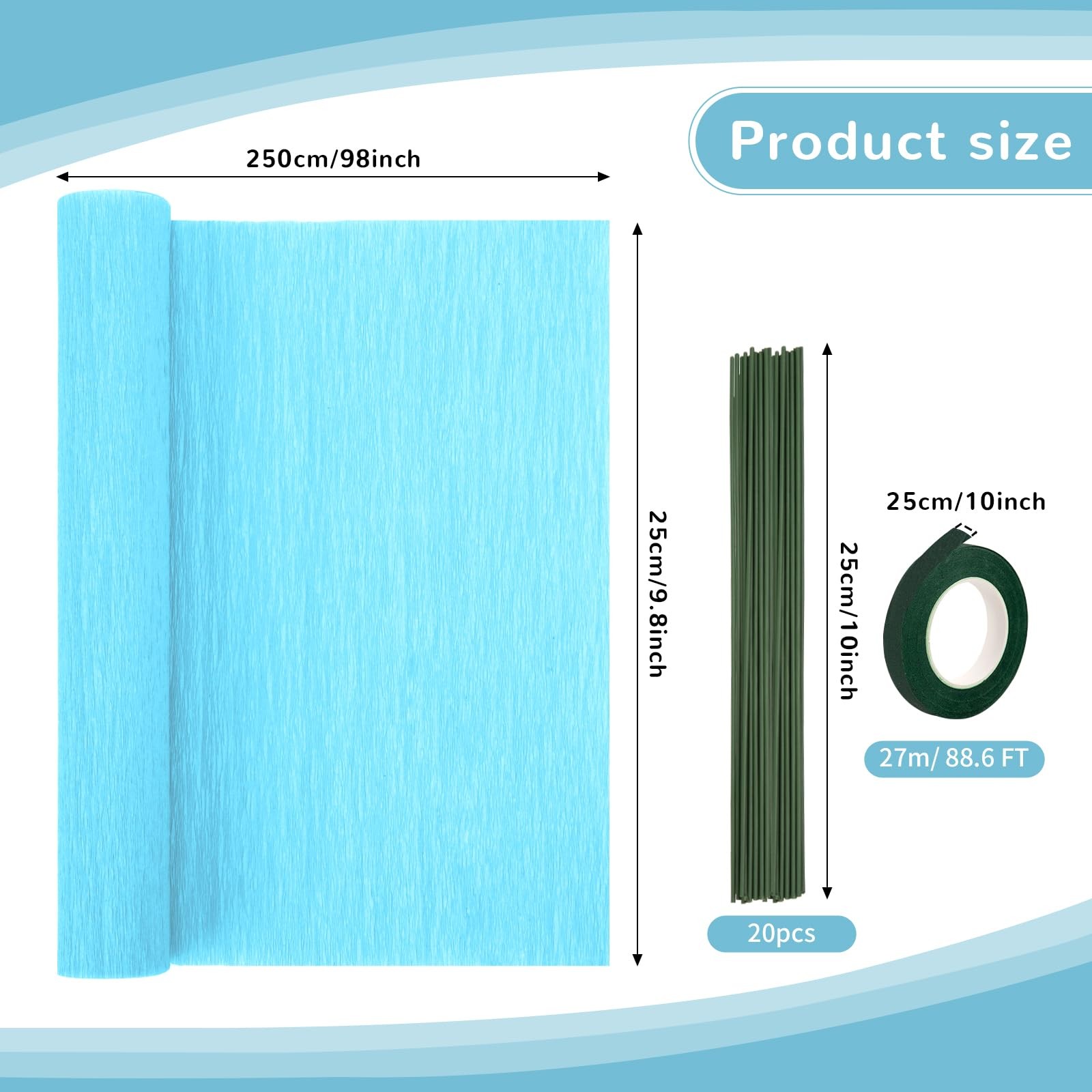 Crepe Paper Streamers 8 Rolls, 10 x 98Inch 8 Pastel Colors