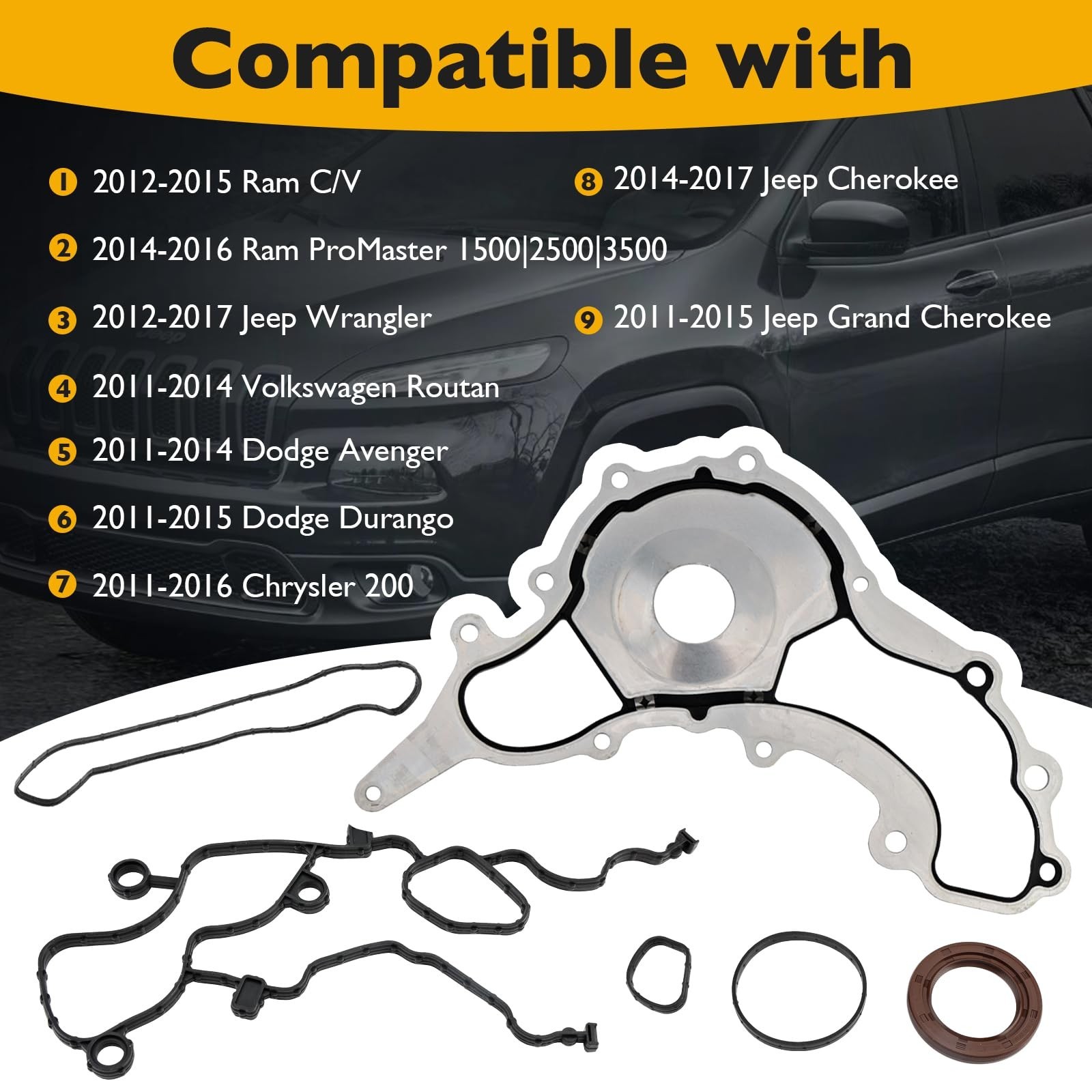 Timing Cover Gasket,Compatible with 2011-2017 Dodge Grand Caravan Jeep Grand …