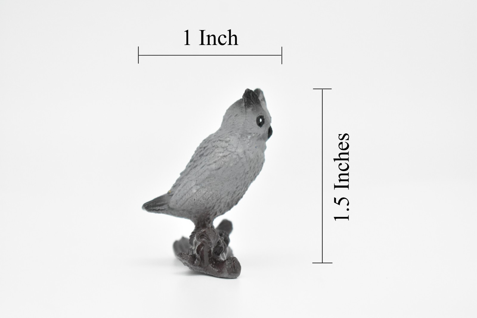Gray Owl, Toy Model Plastic Statue Figure Bird 1 1/2″ F610 B131