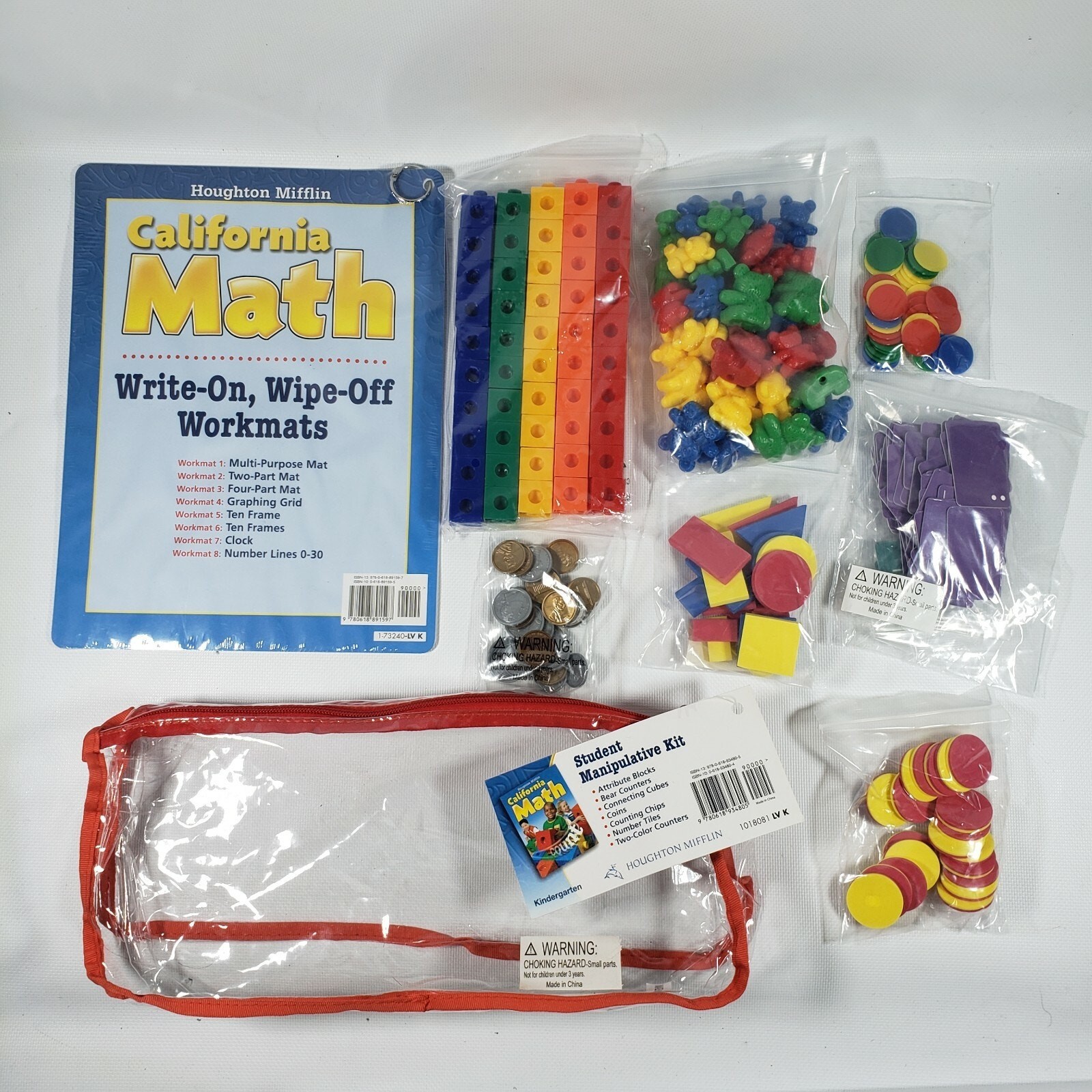 KINDERGARTEN STUDENT MATH MANIPULATIVE KIT AND WORKMATS EDUCATIONAL LEARNING AID