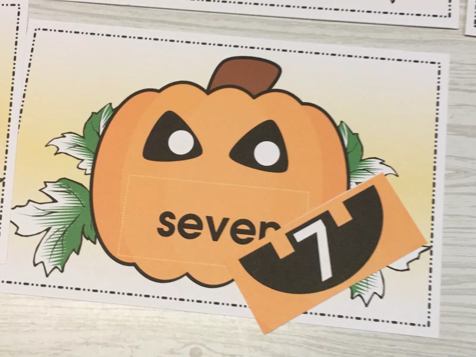 Jack O Lantern – Number 0-10 Pumpkins – Laminated Activity – Teaching Supplies