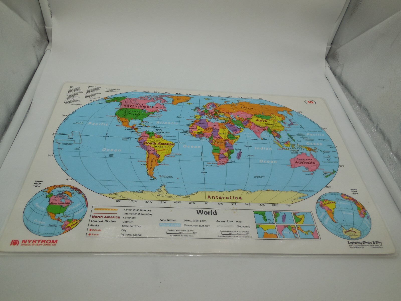 AH Table Desk Placemat Geography Reversible US Map, World Map Wall Poster Lot