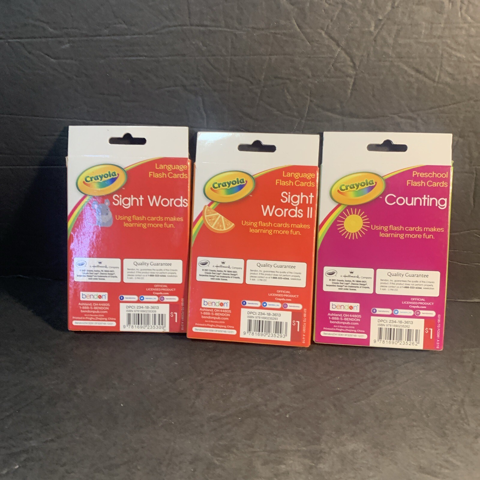 3 Sets of NEW CRAYOLA Flash Cards Counting, Sight Words, Sight Words 2