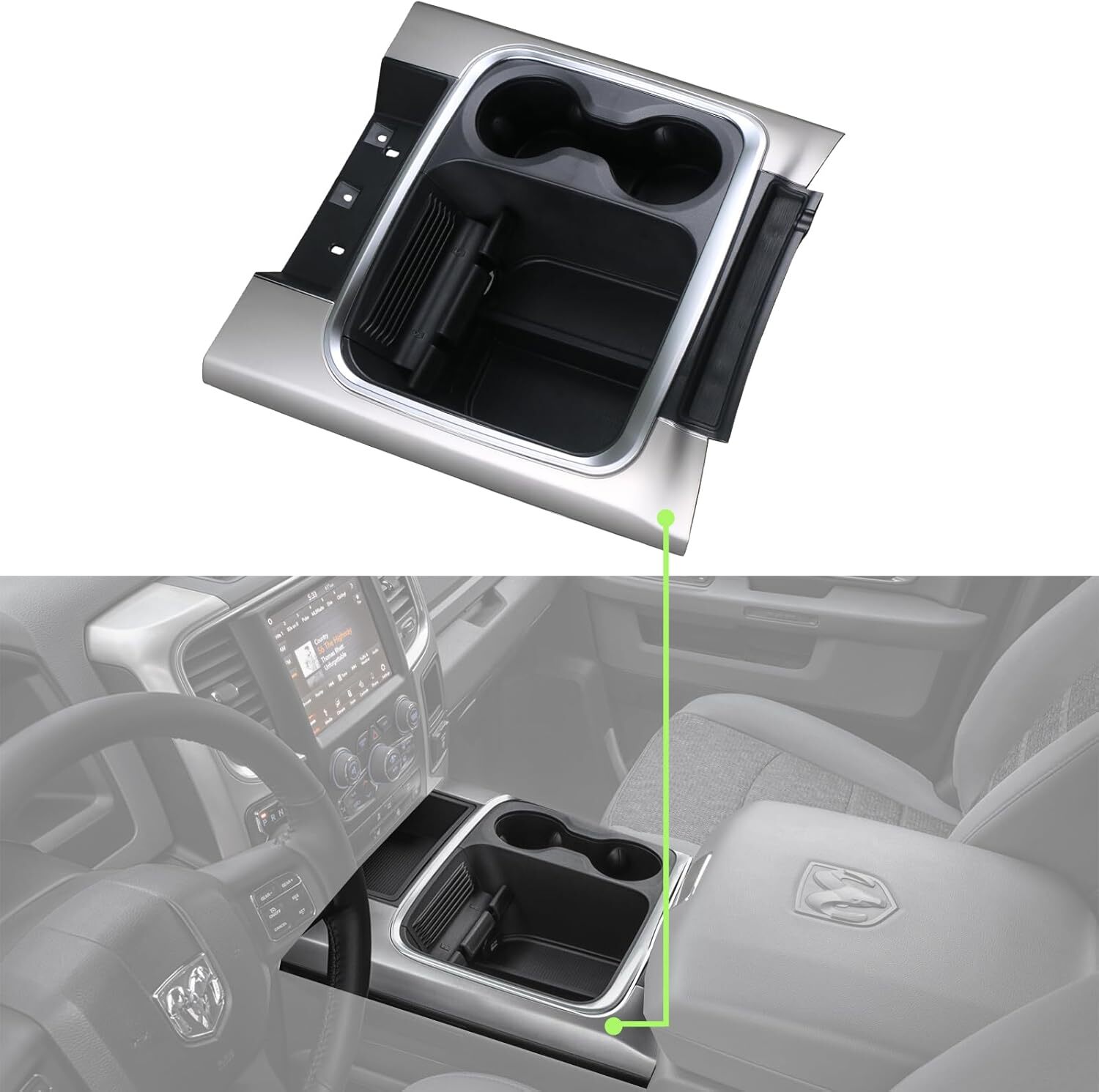 Full Floor Center Console Trim Bezel Cup Holder Middle Console Cover Compatible