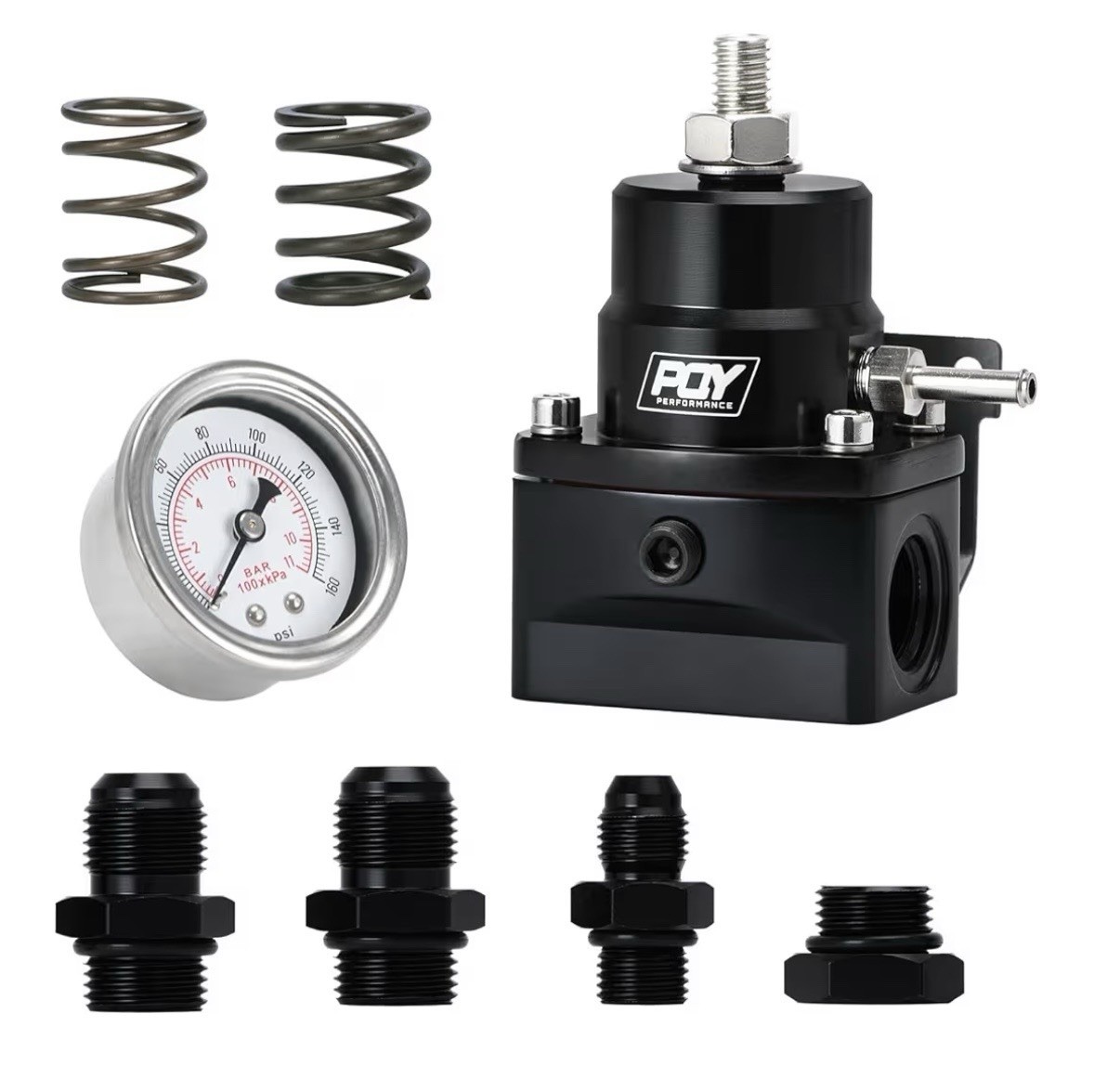 Adjustable Fuel Pressure Regulator Kit 3-60PSI with AN8 Feed Port and AN6 Return