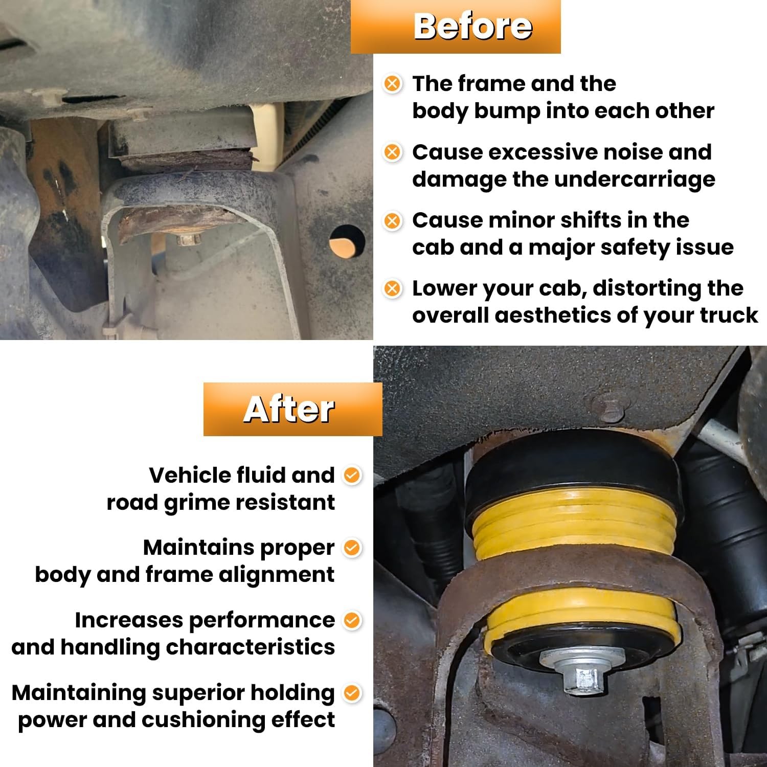 924-066 Body Mount Bushing Kit for Ford F250 F350 Yellow