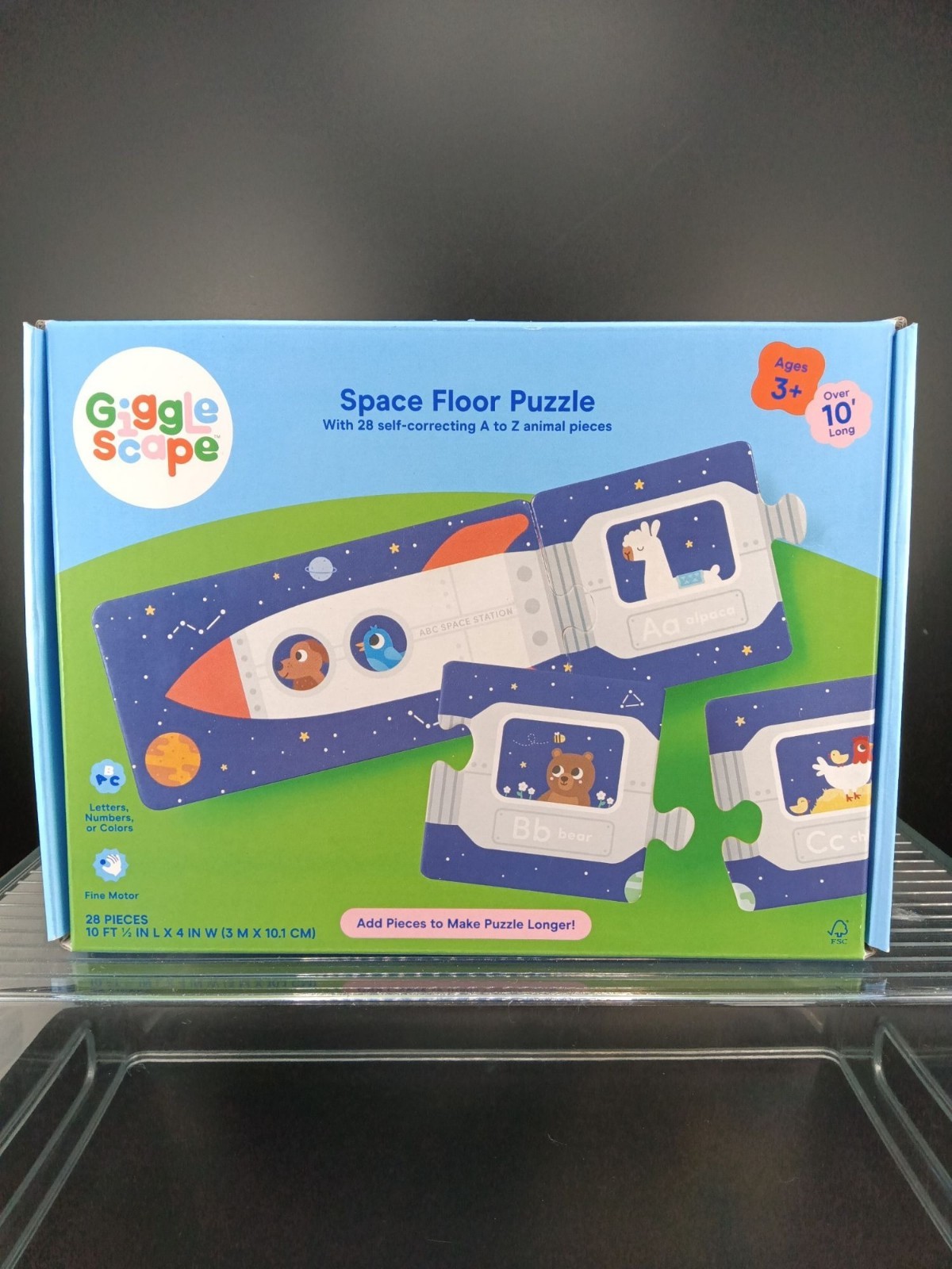 Gigglescape Space Floor Puzzle With Alphabet Animal Pieces
