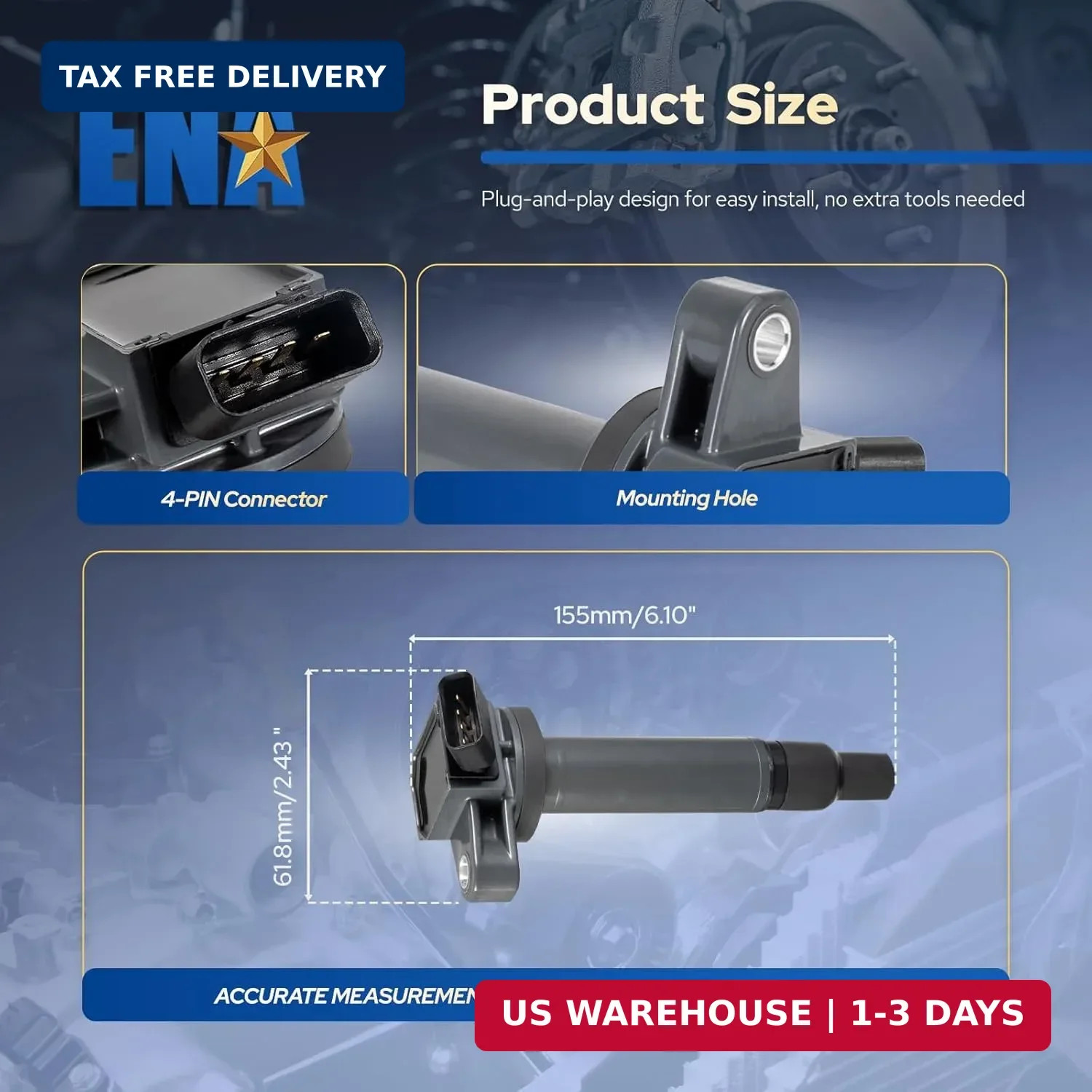 ENA 8 Ignition Coil for V8 4.7 4.3 Compatible with Toyota Tundra Sequoia Land…
