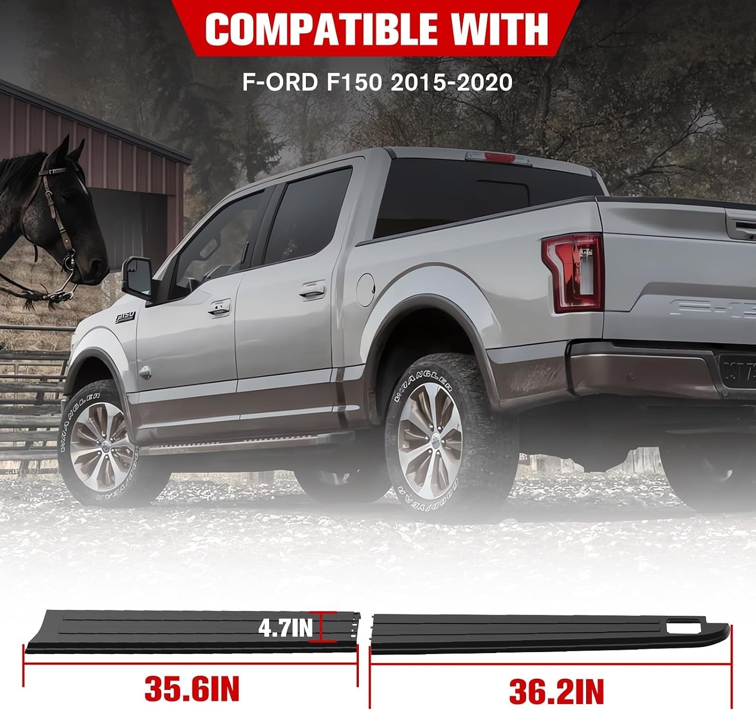 Side Bed Rail Caps 5.5′ Protector for Ford F150 2015-2020 Accessories, Combined