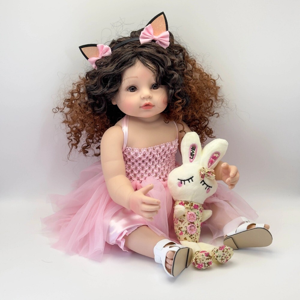 22In Cute Reborn Baby Doll Full Body Vinyl Waterproof Toddler Newborn Girl Gifts