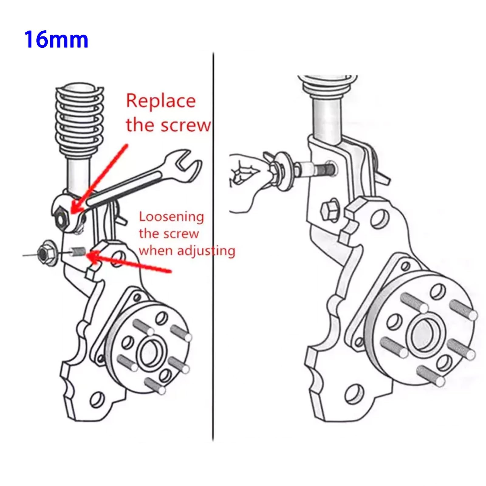 2Pcs 16mm Adjustable Camber Correction Alignment Kit for Front Wheels