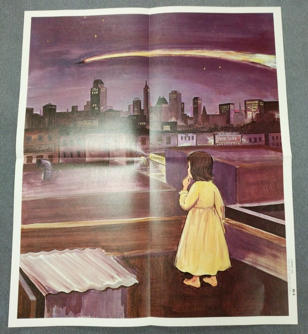 Peabody Vintage Girl On Roof And Sinking Boat 1967 School 2 Sided Poster Lot #19