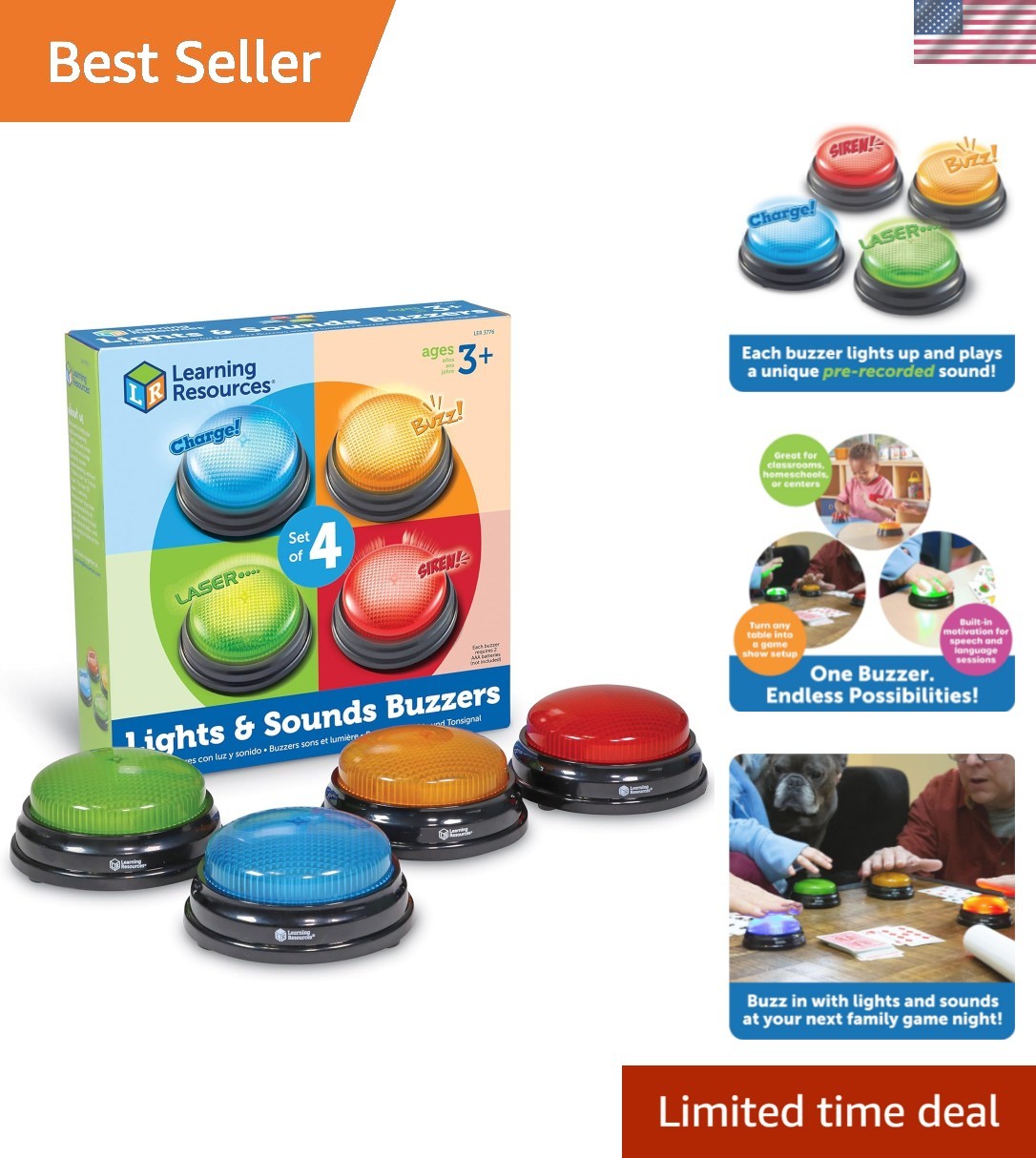 Interactive Game Show Buzzers Set – Lights & Sounds for Kids’ Education