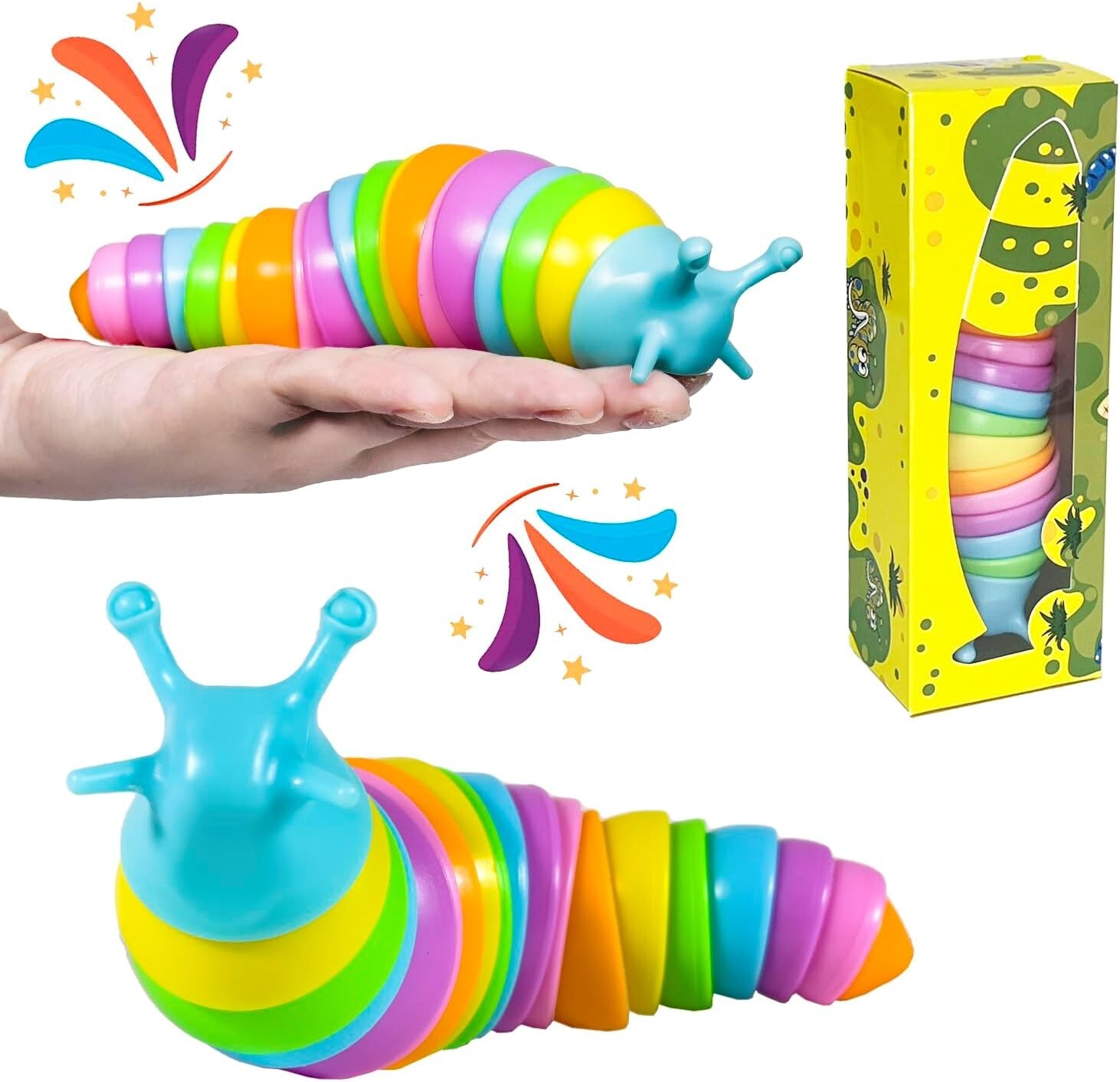 Slug toy, stress relief, 3D solid, for both children and adults (C-03) blue