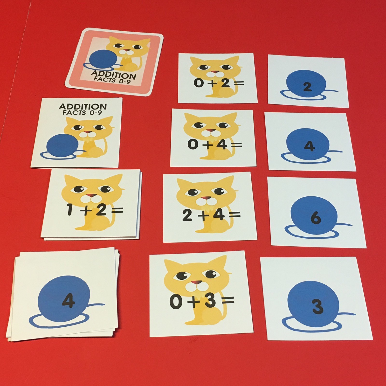 KITTEN – Addition Facts 0-9 Matching Game 48 Cards