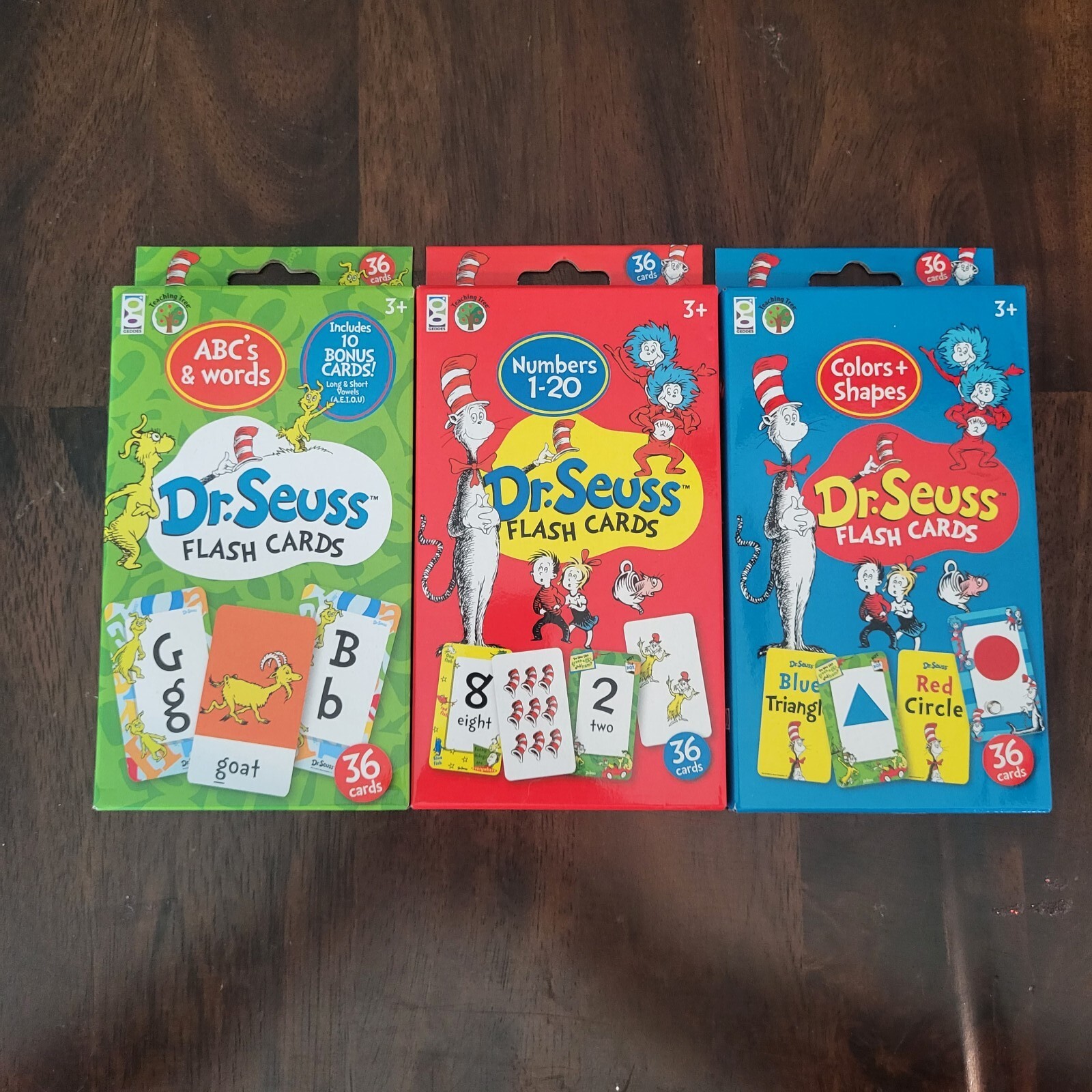 Dr. Seuss Children’s Flash Cards Numbers, Colors & Shapes, ABC’s & Words 3 Pks
