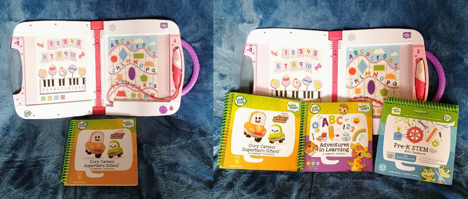 2 LeapFrog LeapStart Interactive Learning Systems with 4 books- working