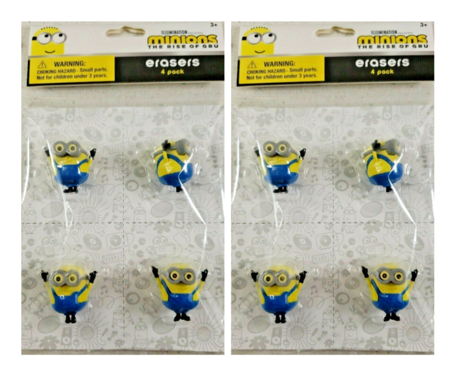 Minions The Rise of Gru Figural Erasers 4 Pack Of Erasers 2 Pack