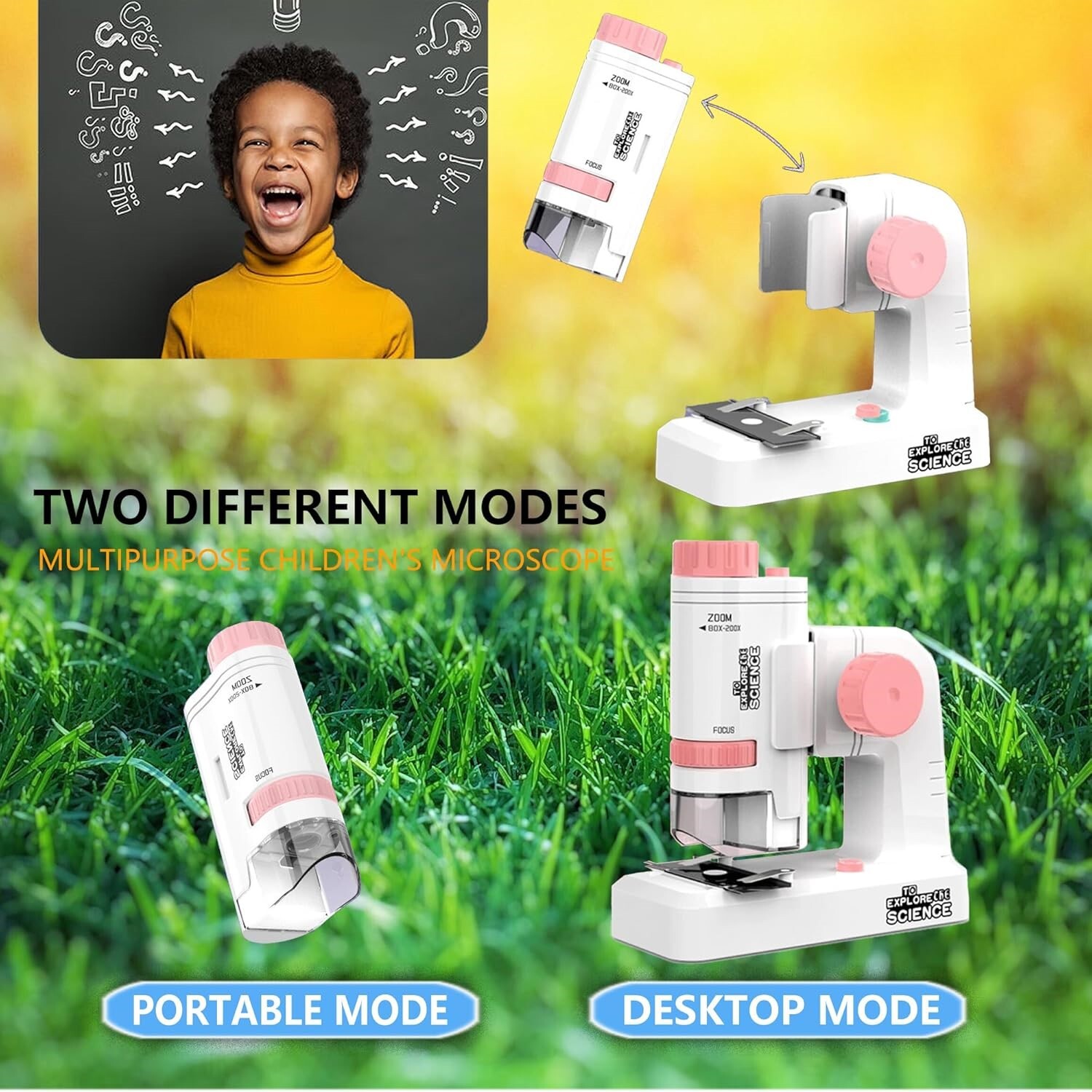 Durable Portable Scientific Experiment Educational Toy 200x Focusing Microscope