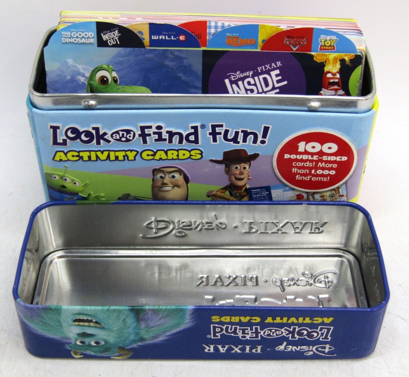 Disney Pixar Look & Find Activity Cards in Metal Box.