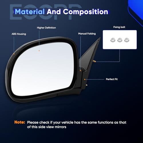 ECCPP Manual Left Right Side Mirror Chevy Blazer S10