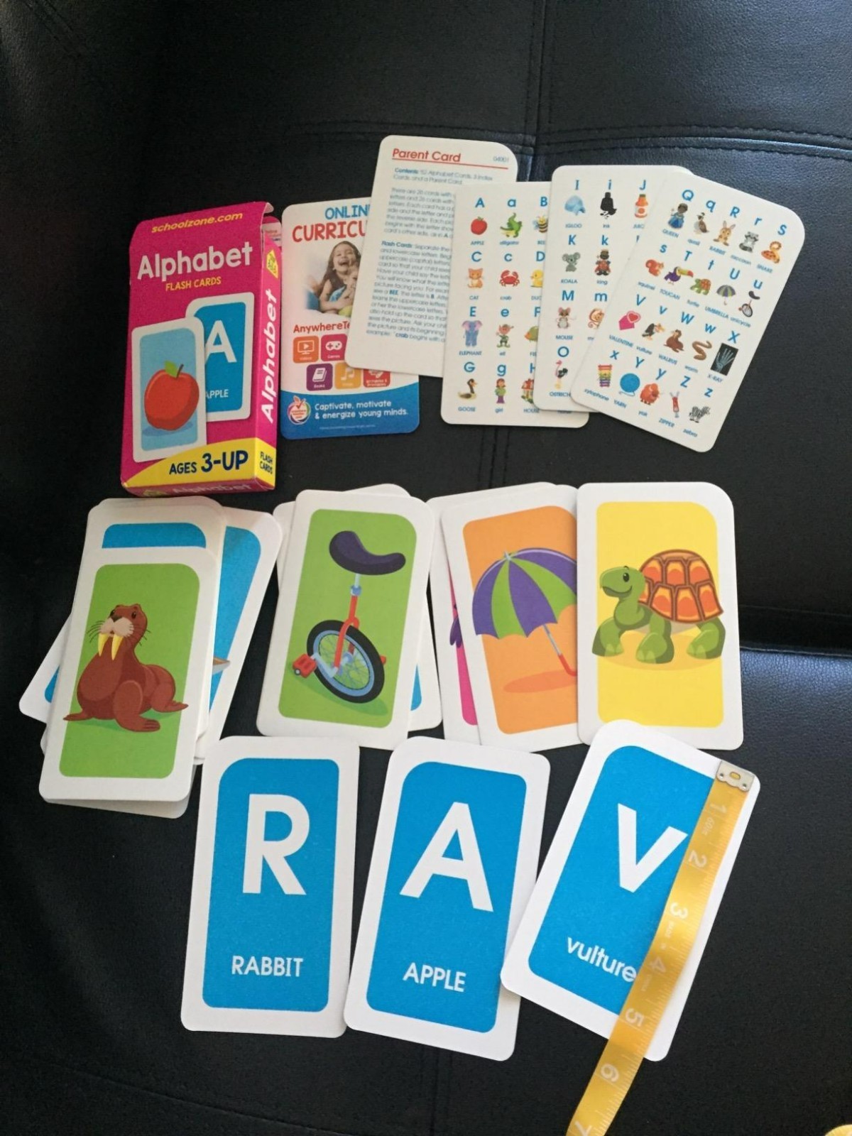 Alphabet Flash Cards School Zone 56 Toddler Preschool ABC Letters Phonics 3yrs +
