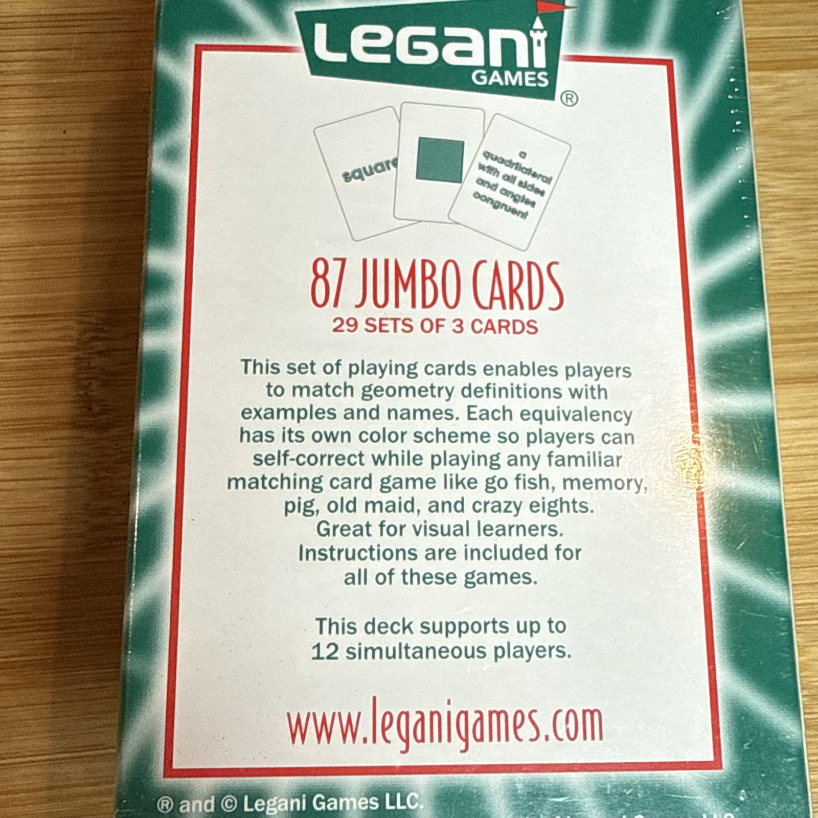 Legani Geometry Definition Playing Cards Master Definitions Middle School NEW