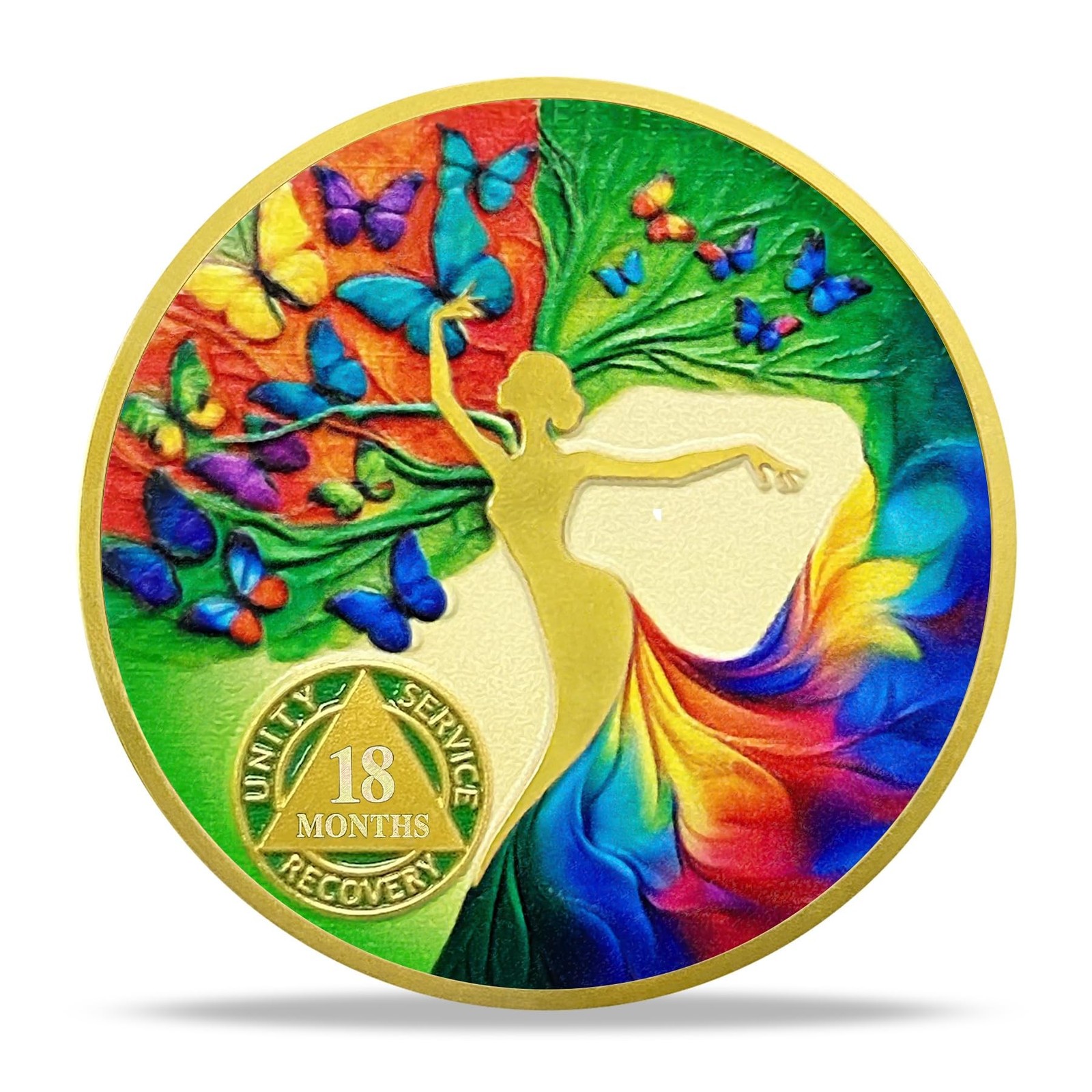 Imasoner 18 Months Sobriety Coin | Dancing Woman Tree of Life AA Medallion wi…