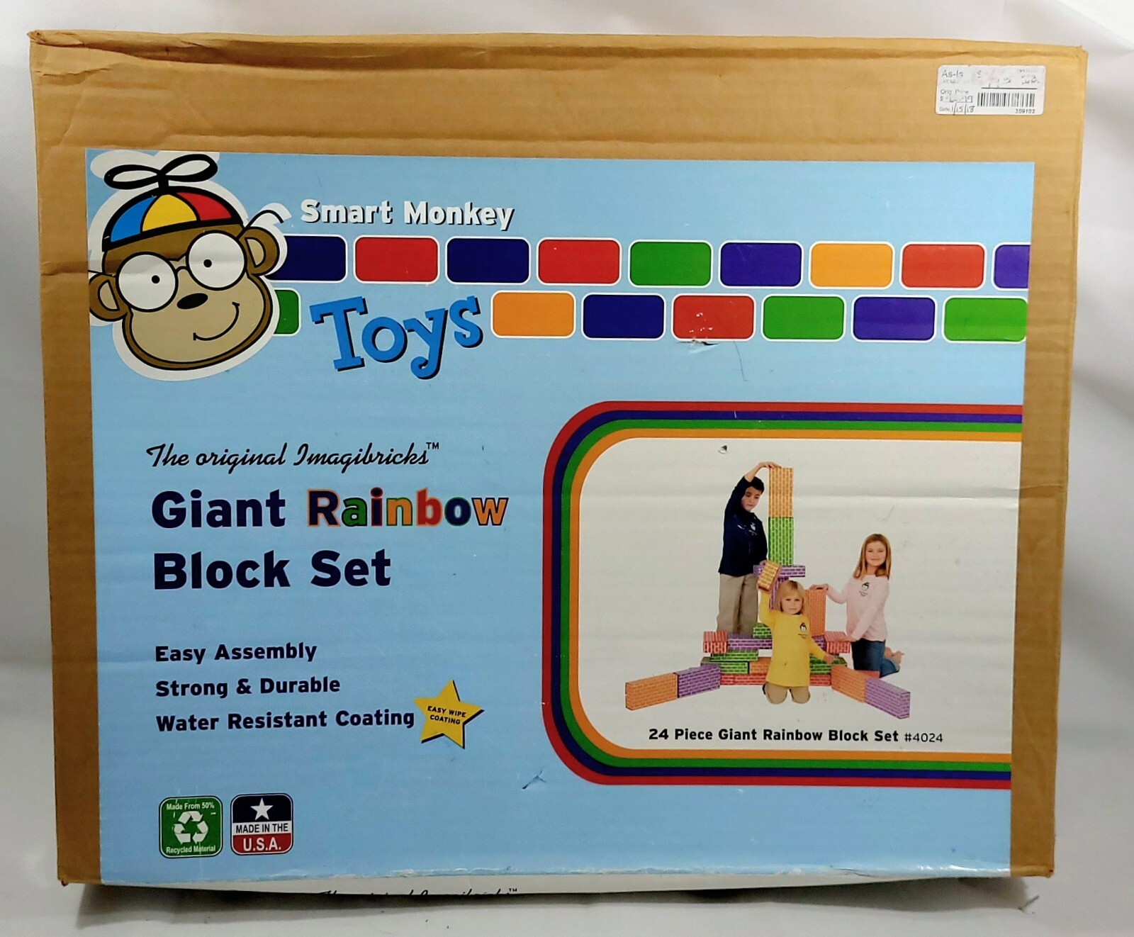 Smart Monkey Toys ImagiBRICKS Giant Rainbow Building Block Set, 24 Pieces