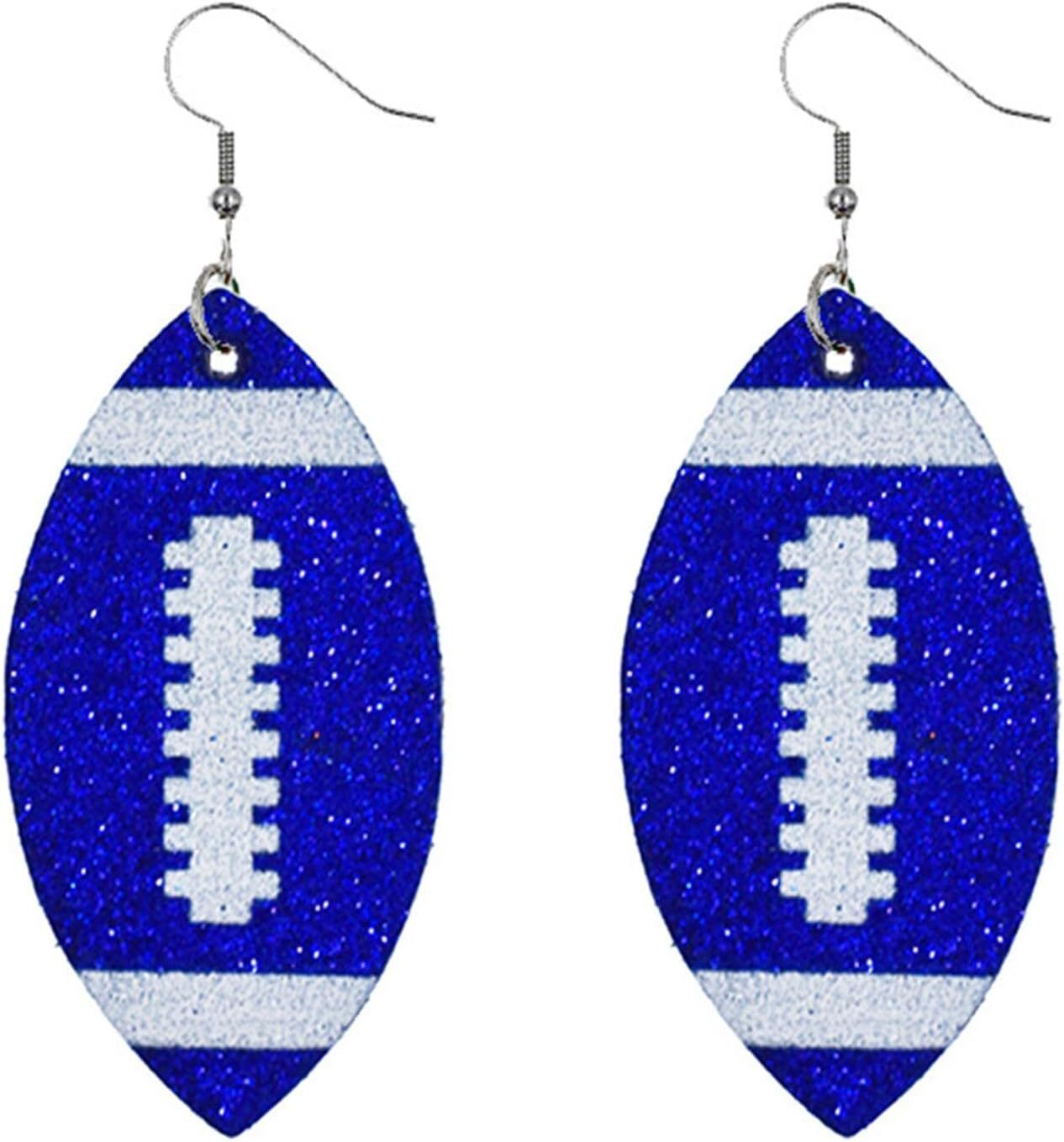 Colorful Layered Football Dangle Earrings Glitter Sports Lover Leather Earrings