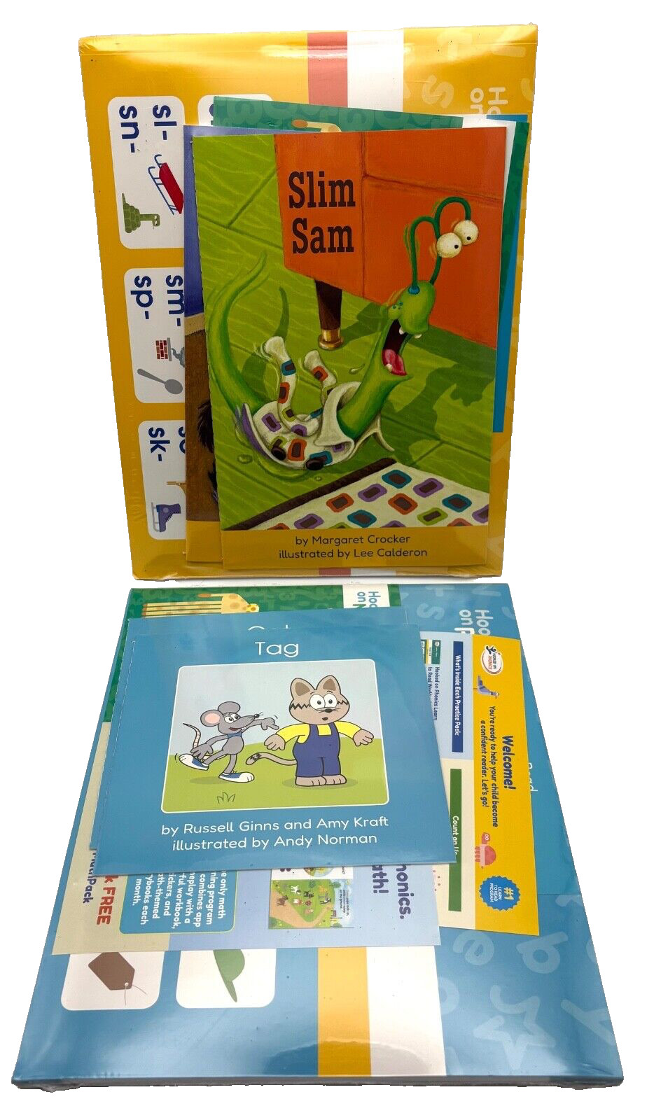 2 Hooked On Phonics Learn To Read Practice Bundles, incl Slim Sam & Tag Books