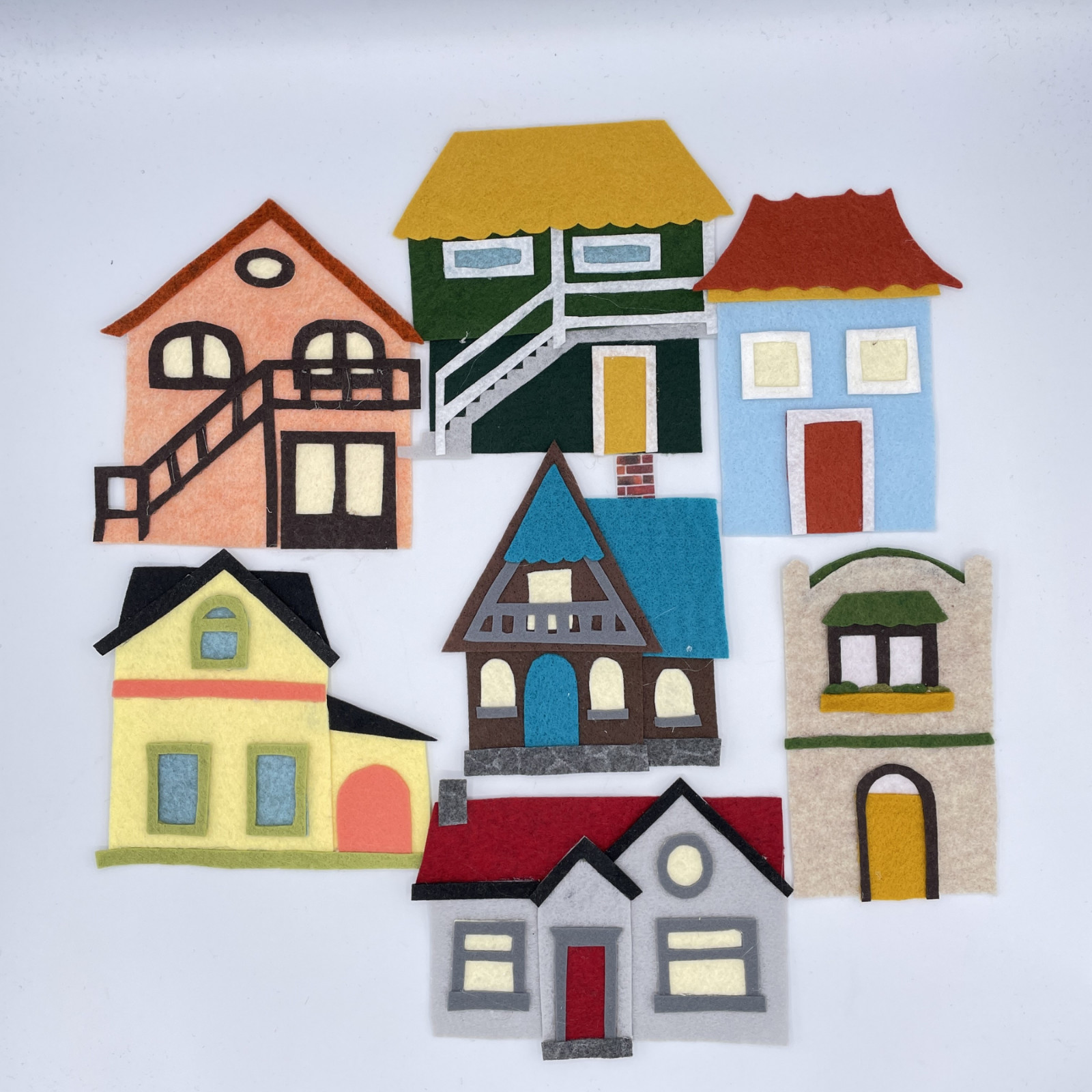  Our Town Felt Story Set 1 – 7 Different Felt Houses for Felt/Flannel Board Play