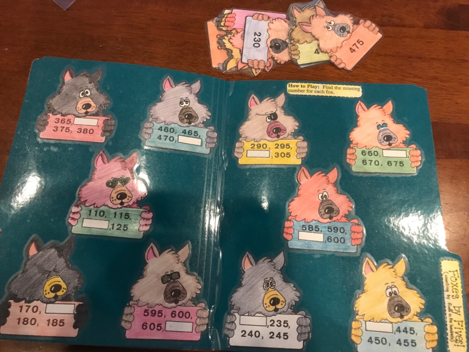 Foxes by Fives, counting by fives 2nd grade math file folder game teacher