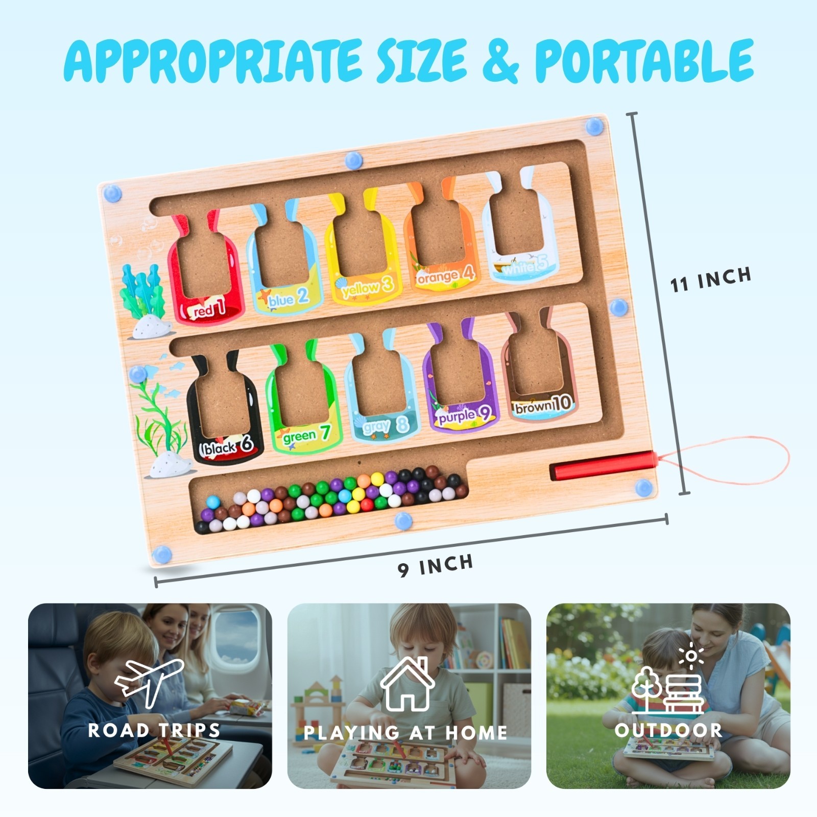 Magnetic Color Sorting & Counting Board Toy for Kids–Montessori Learning Puzzle