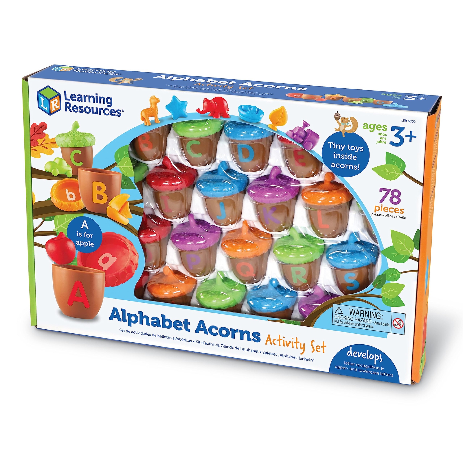 78 Piece Acorn Alphabet Set for Kids Visual Tactile Learning Toys Games