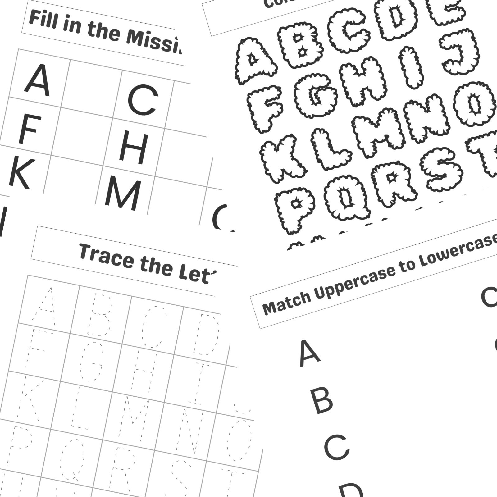 Printable Alphabet Handwriting and Drawing Practice Worksheets for Kids