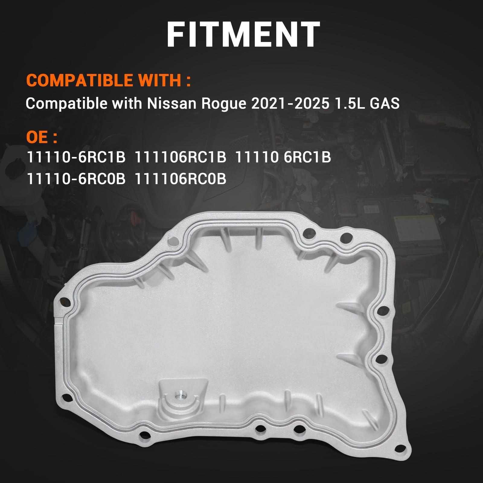 1.5L Aluminum Oil Pan with Gasket Compatible with Nissan Rogue 2021-2024 Repl…