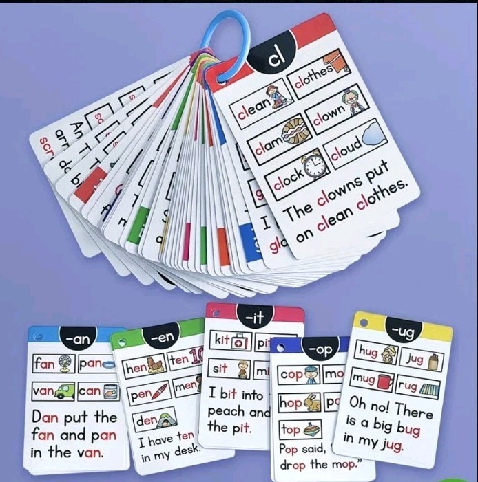 Learn To READ Durable 107 Groups Phonics Flashcards CVC 64 Word Learning Cards
