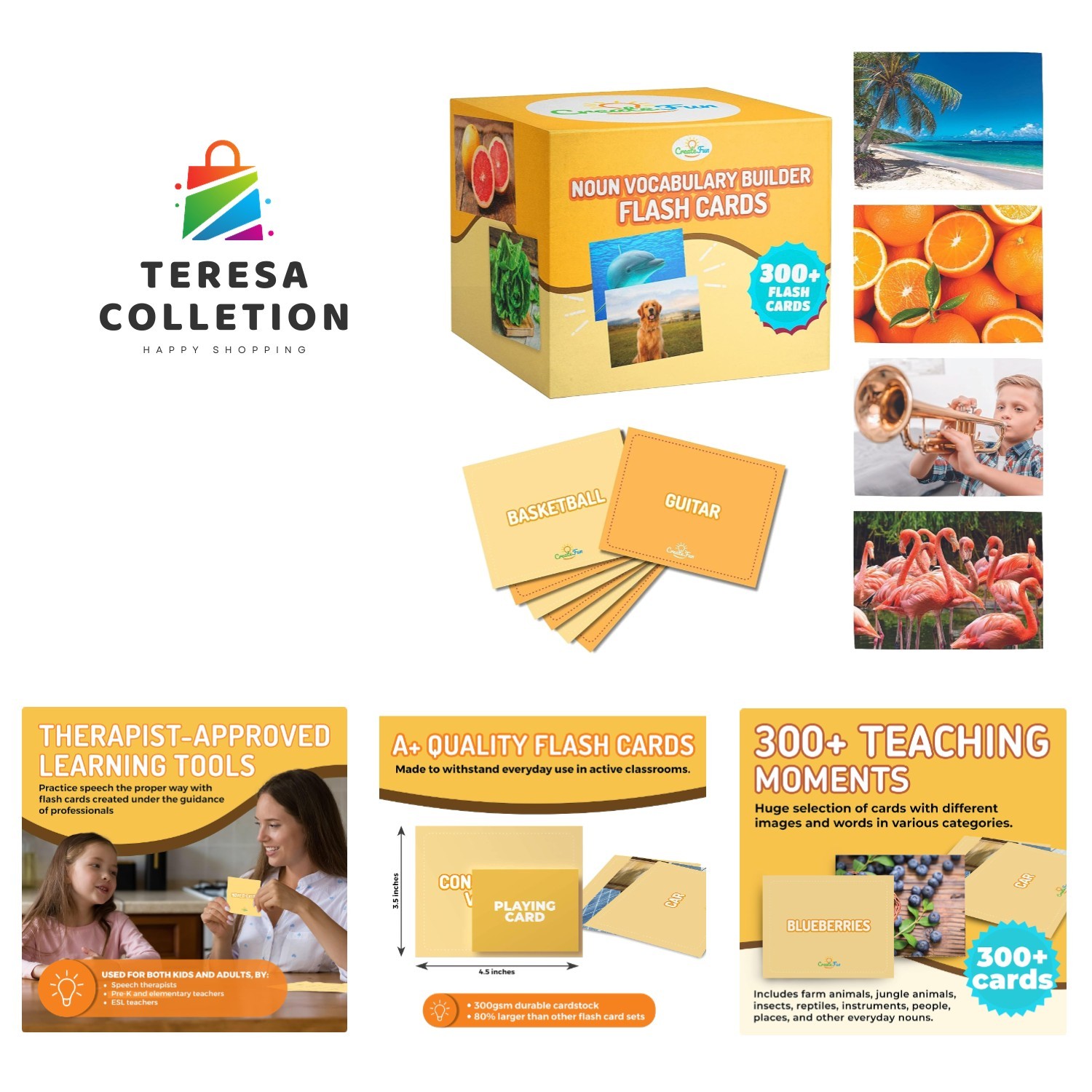 High-Quality 300 Noun Flash Cards – Interactive Learning for Toddlers to Adults