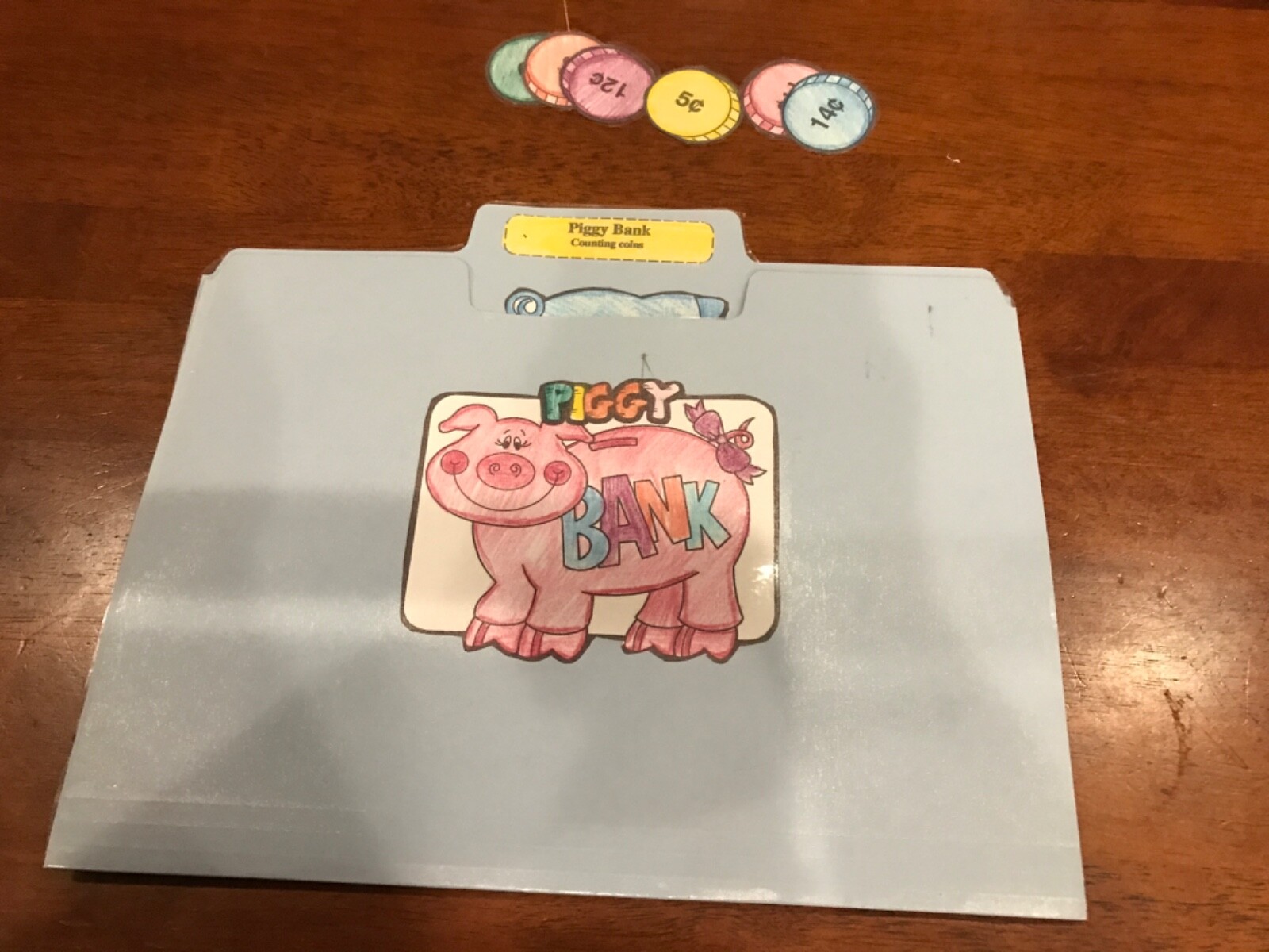 Piggy Bank! Counting Coins 1st grade math file folder game teacher
