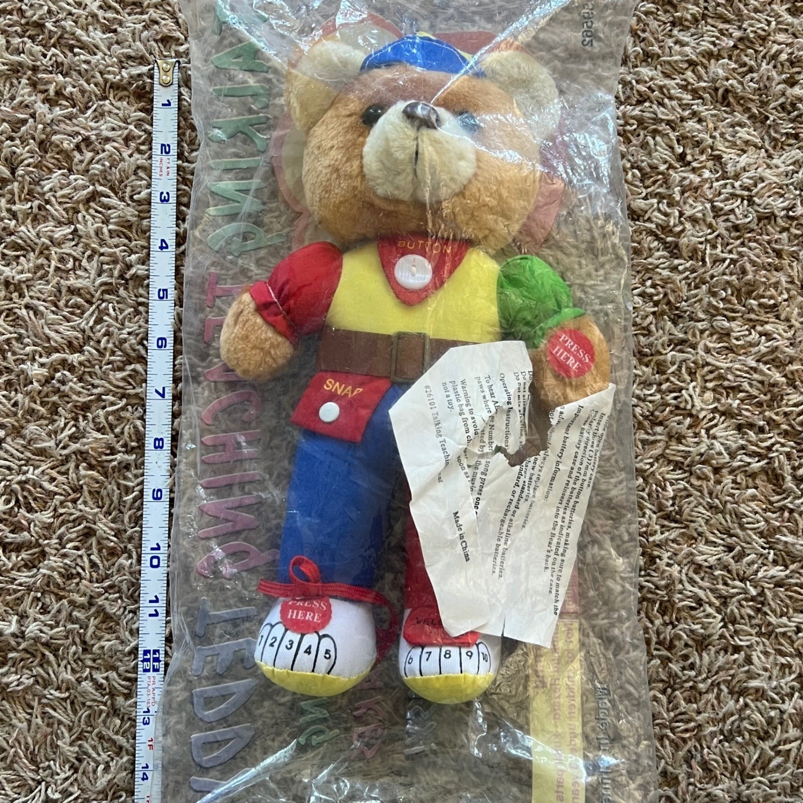 Talking Teaching Teddy Cuddles Interactive Learning Bear ABCs 123s Vintage Toy